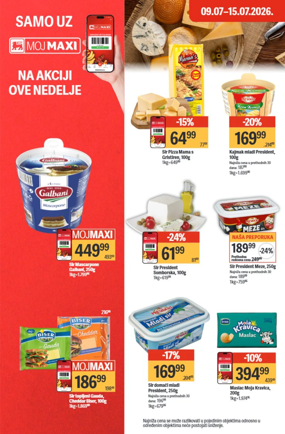 Maxi katalog 09. do 15.07.2026. – sirevi, kajmak, maslac i Moj Maxi ponude