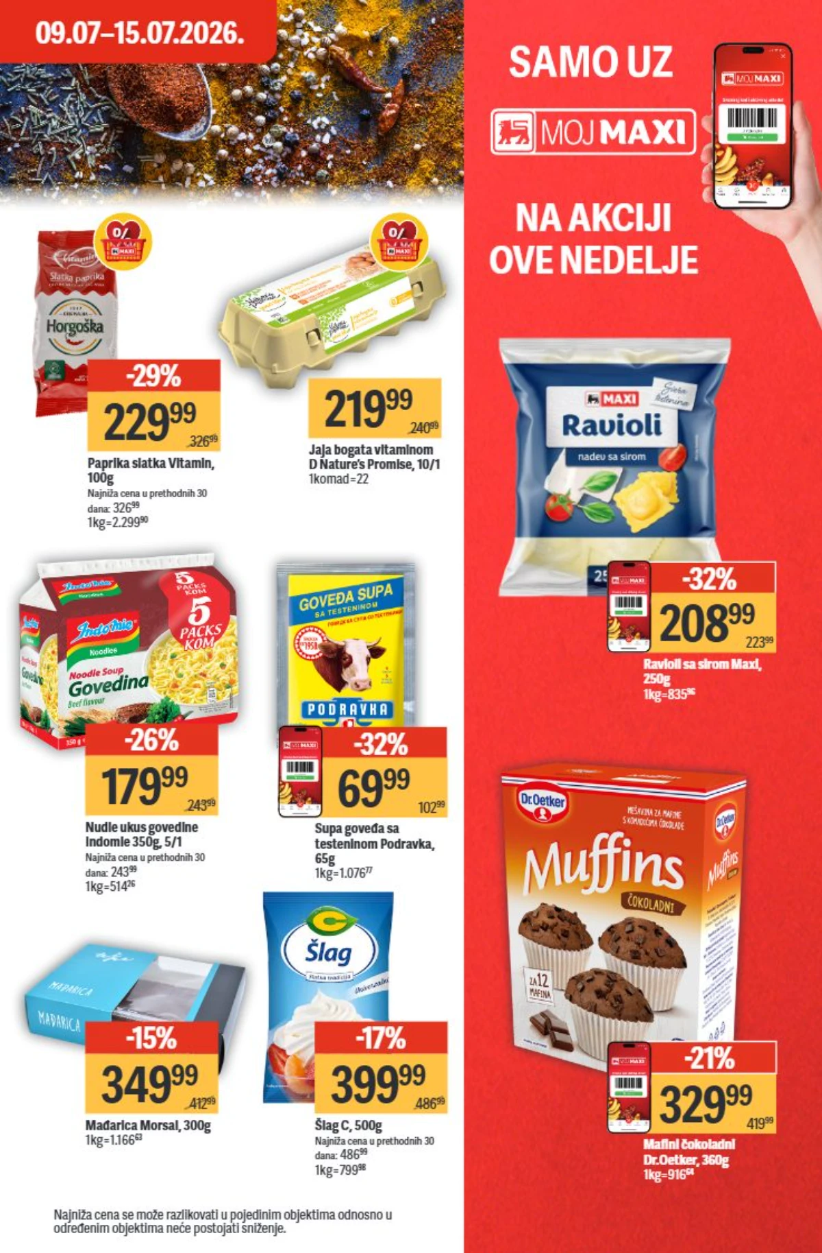 Maxi katalog 09. do 15.07.2026. – začini, testenina, jaja i osnovne životne namirnice