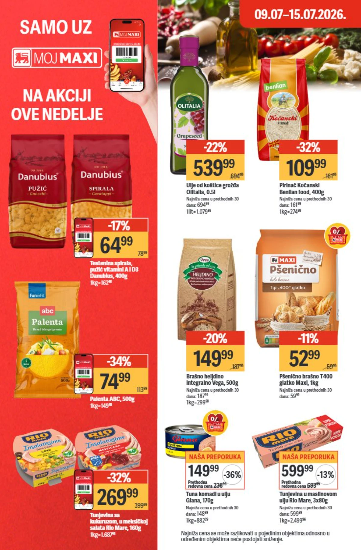 Maxi katalog 09. do 15.07.2026. – testenina, pirinač, brašno, ulje i tunjevina na akciji