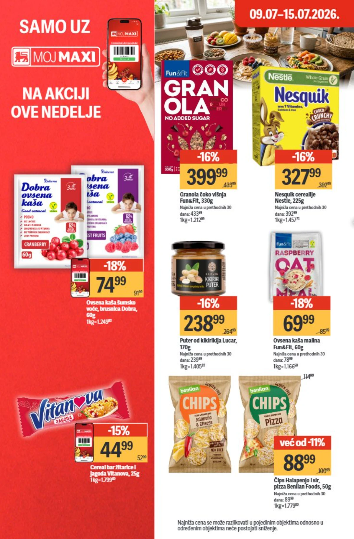 Maxi katalog 09. do 15.07.2026. – granola, ovsene kaše, čips i zdrava užina