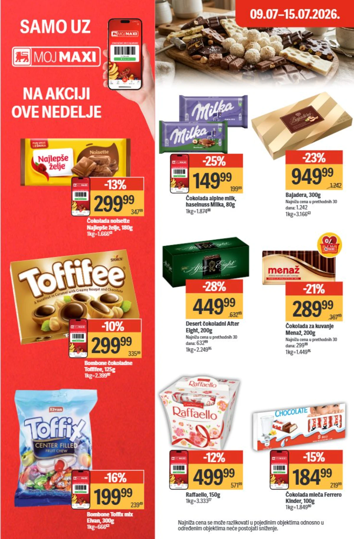 Maxi katalog 09. do 15.07.2026. – čokolade, bombone, praline i slatkiši na akciji