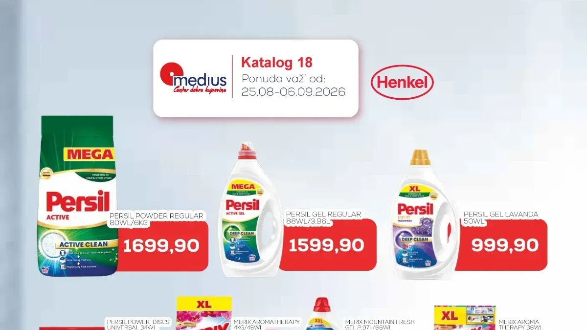 Medius katalog od 25.08. do 06.09.2026. – Persil, Merix, Bref, Somat, Perwoll i Silan na akciji