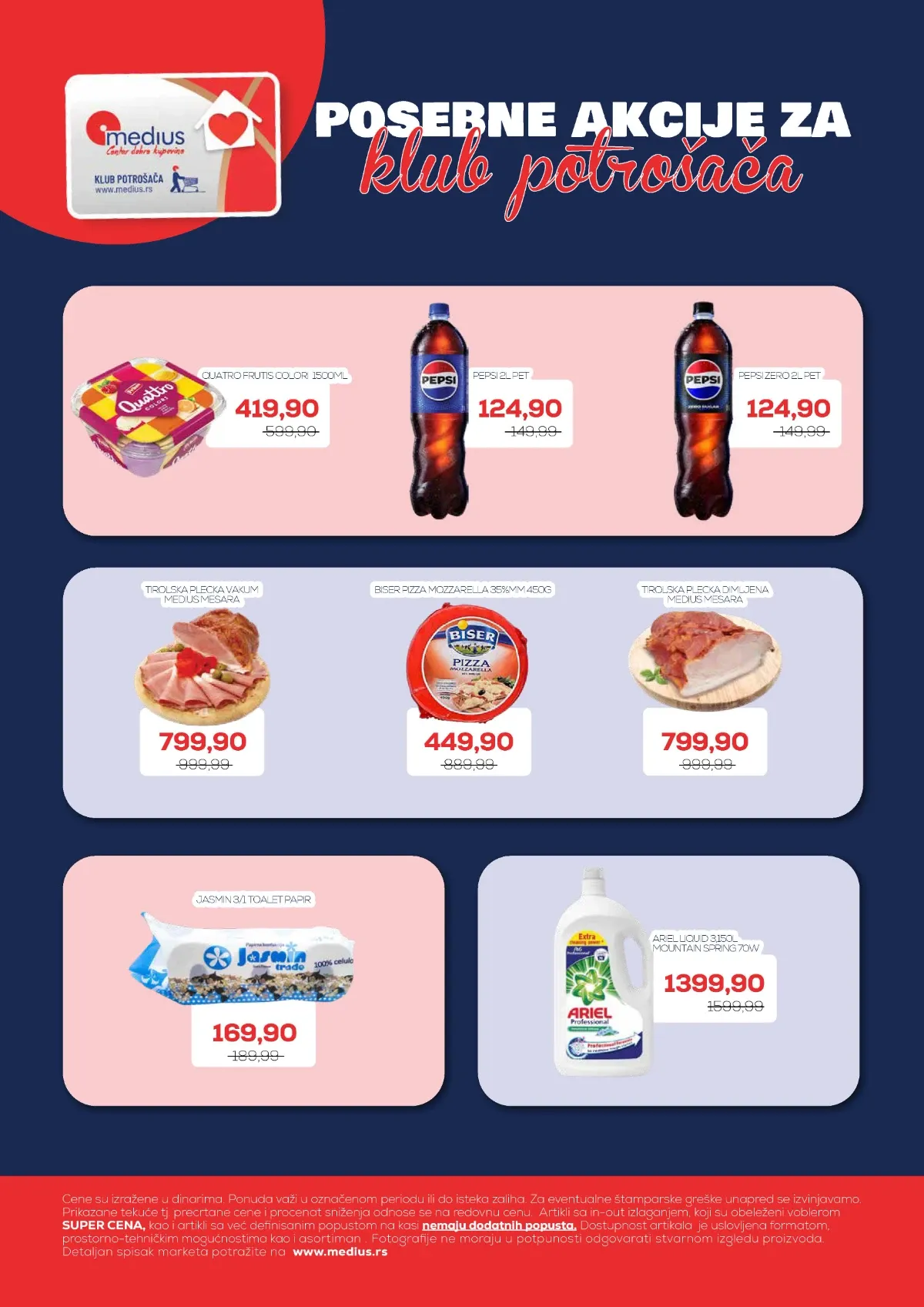 Medius klub potrošača – Pepsi, Tirolska plećka i Biser mozzarella na akciji