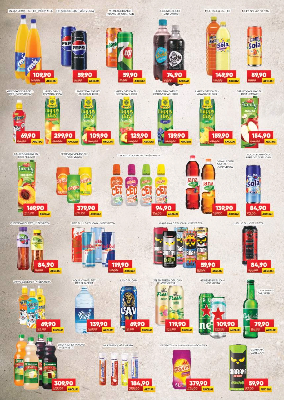 Medius katalog – Pepsi, Mirinda, Cockta, Cedevita, Red Bull, sokovi, voda i pivo na akciji