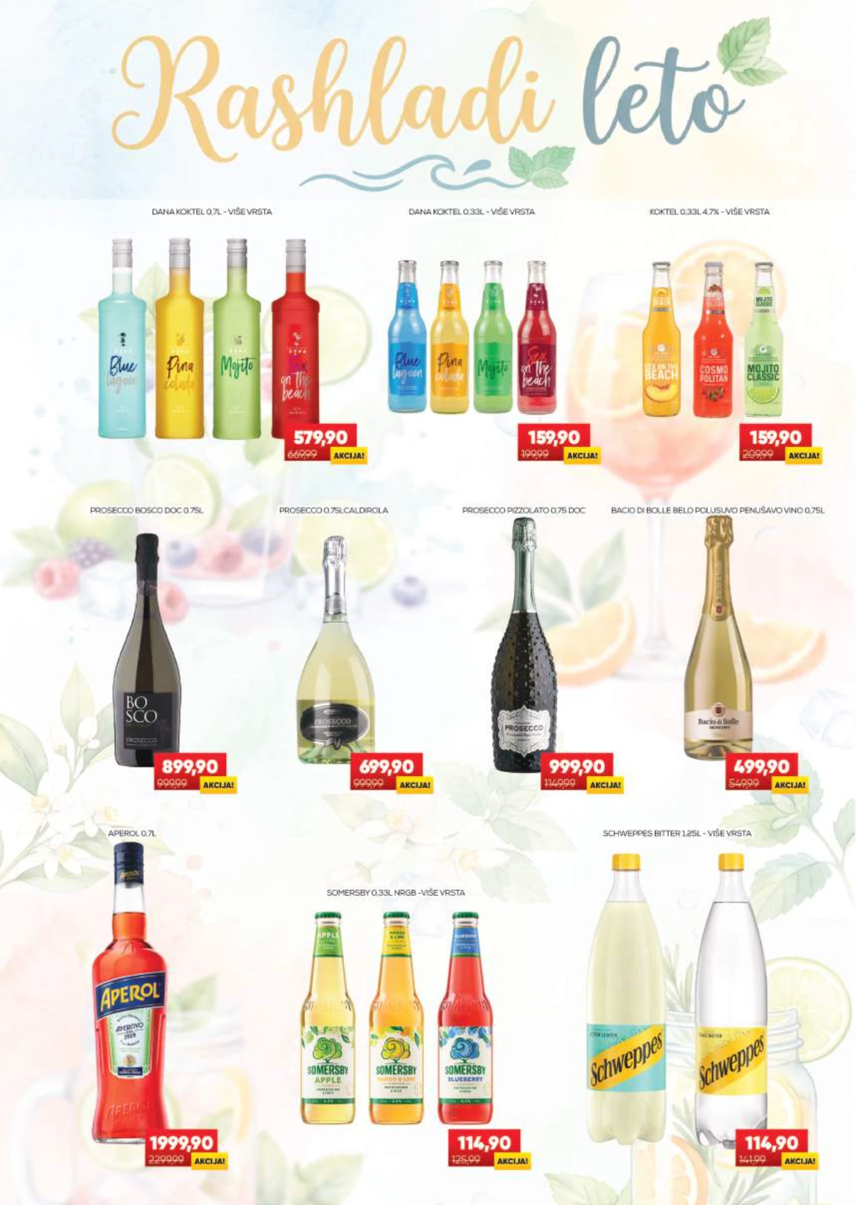 Medius katalog – ljetni kokteli, prosecco, Aperol, Somersby i Schweppes po akcijskim cijenama