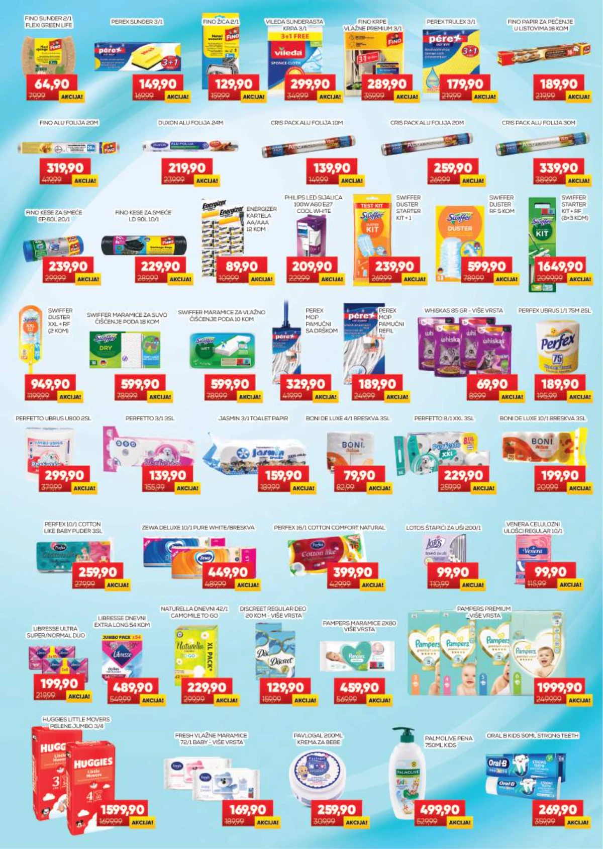 Medius katalog – Fino, Perex, Swiffer, Perfex, Pampers i proizvodi za domaćinstvo i bebe