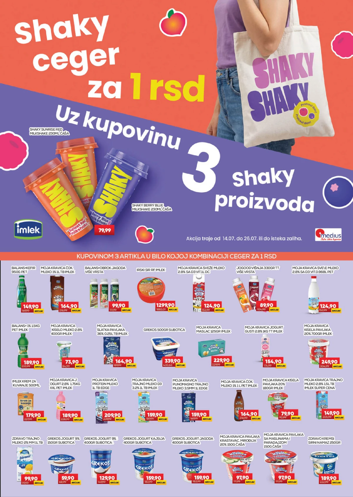 Medius katalog strana 5 – Imlek mleko, jogurti, pavlake i Shaky promocija po akcijskim cenama