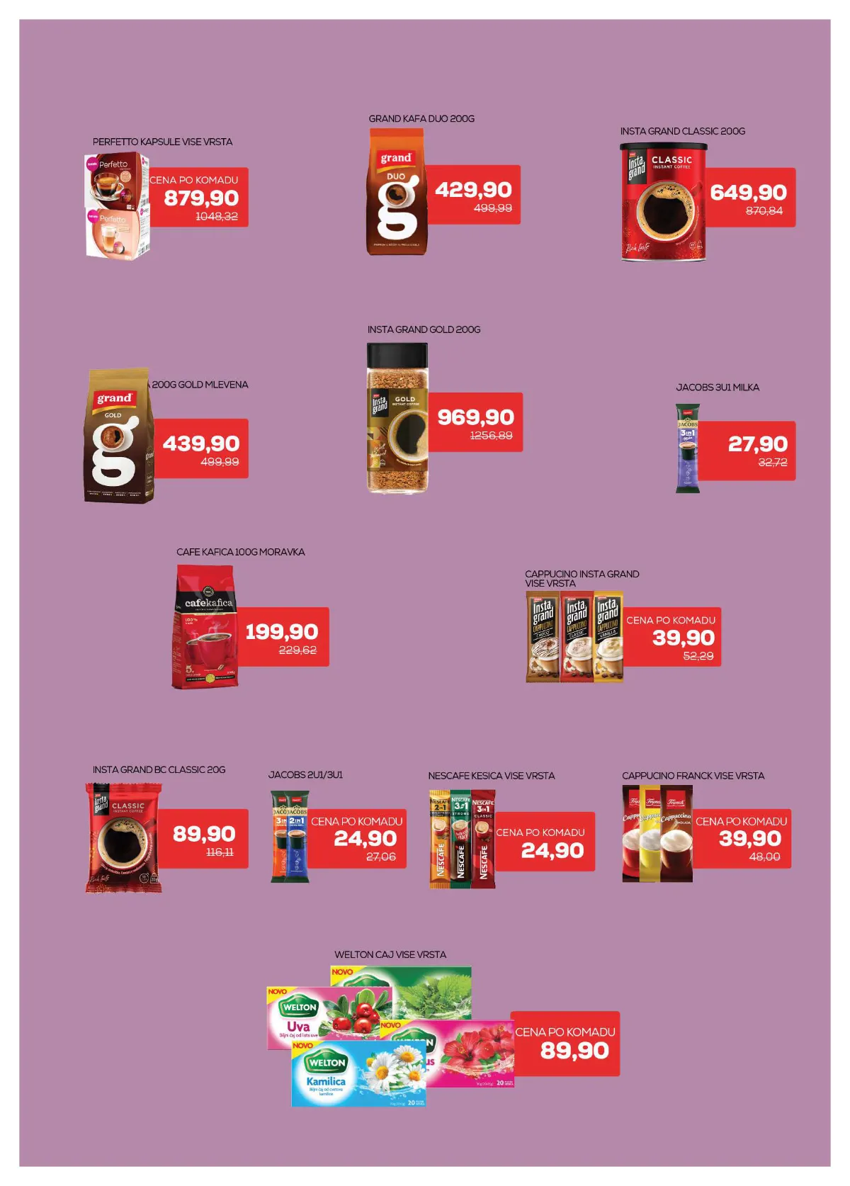 Medius katalog, strana 13 – Grand Duo kafa, 200 g – 429,90 dinara. Grand Gold mlevena kafa, 200 g – 439,90 dinara.
