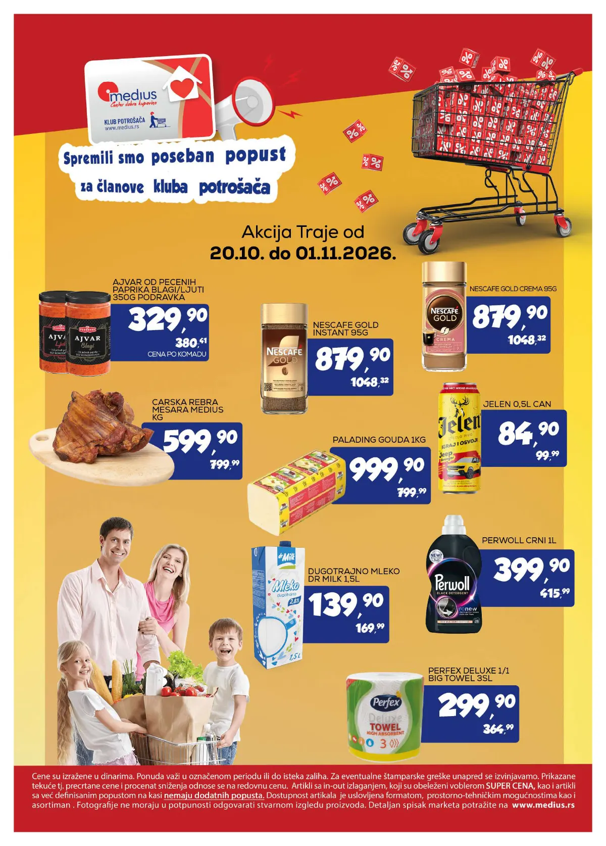 Medius katalog, strana 21 – Podravka ajvar 350 g za 329,90 dinara i Dr Milk mleko 1,5 l za 139,90 dinara uz Medius karticu