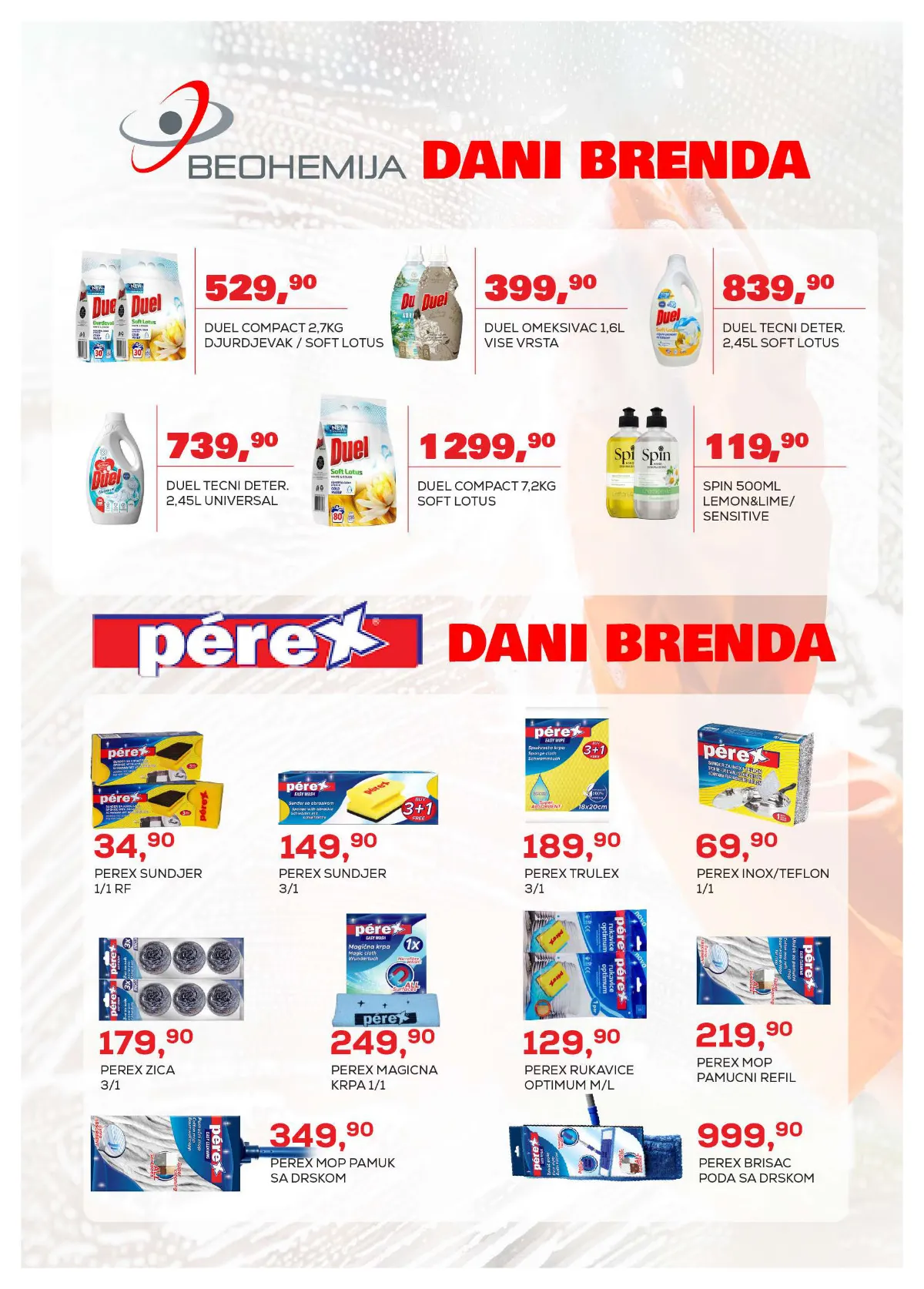Medius katalog, strana 25 – Duel Compact, 2,7 kg – 529,90 dinara. Perex sunđer za sudove, 1 komad – 34,90 dinara.