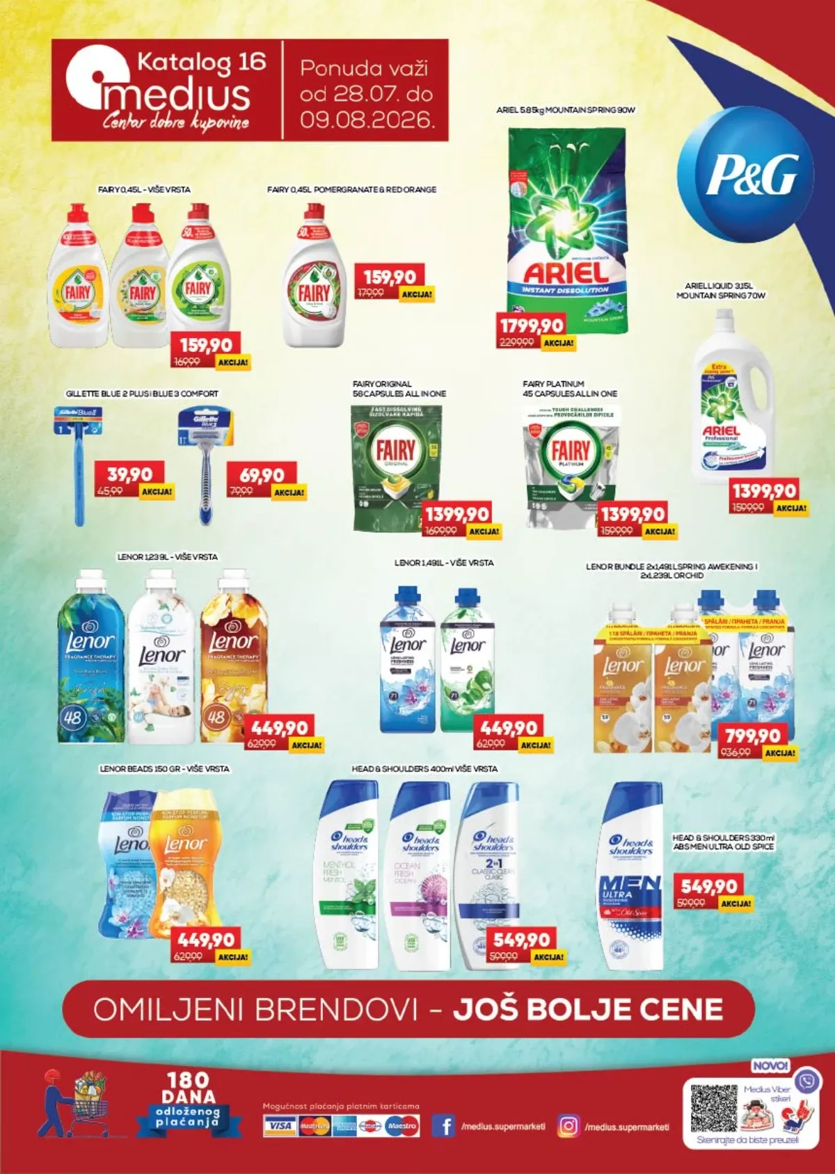 Medius katalog do 09.08.2026. donosi akcije na Ariel, Fairy, Lenor, Pampers i brojne prehrambene proizvode