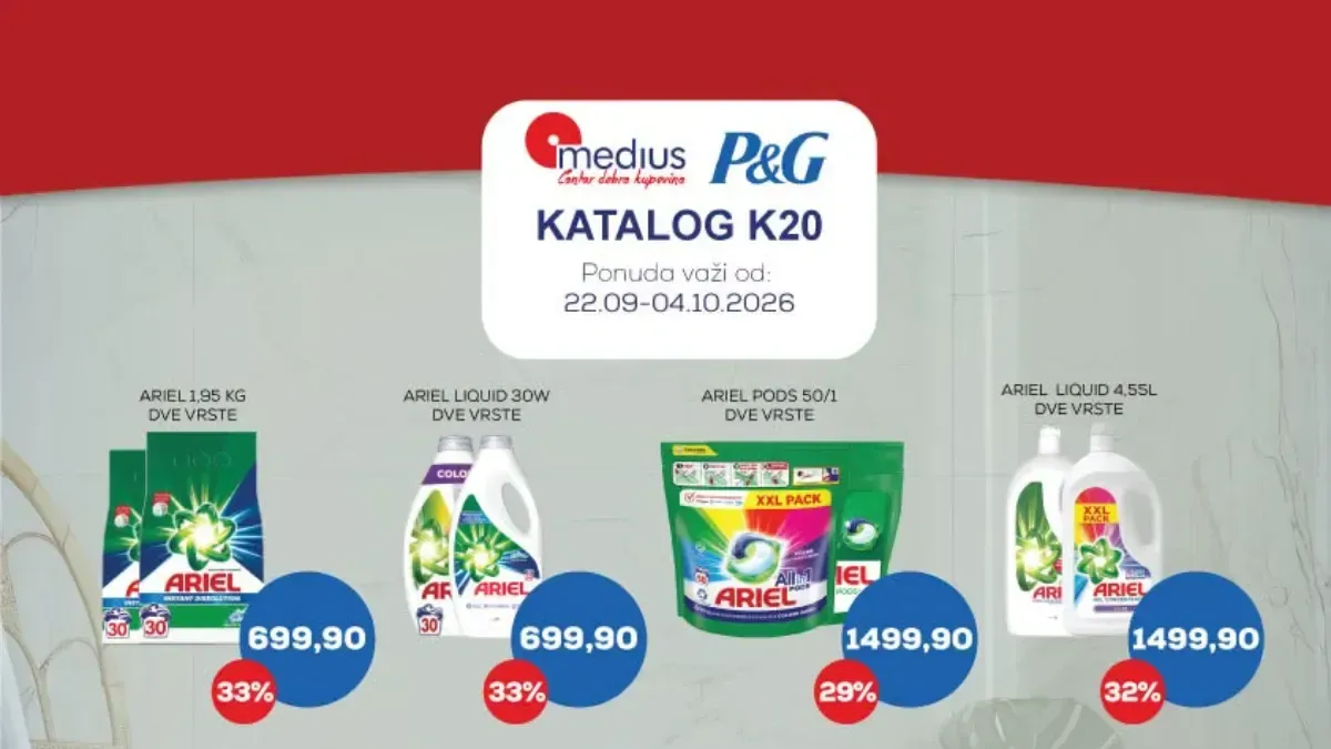 Medius novi katalog od 22.09. do 04.10.2026. – velika akcija i sniženja na proizvode za domaćinstvo i ličnu higijenu