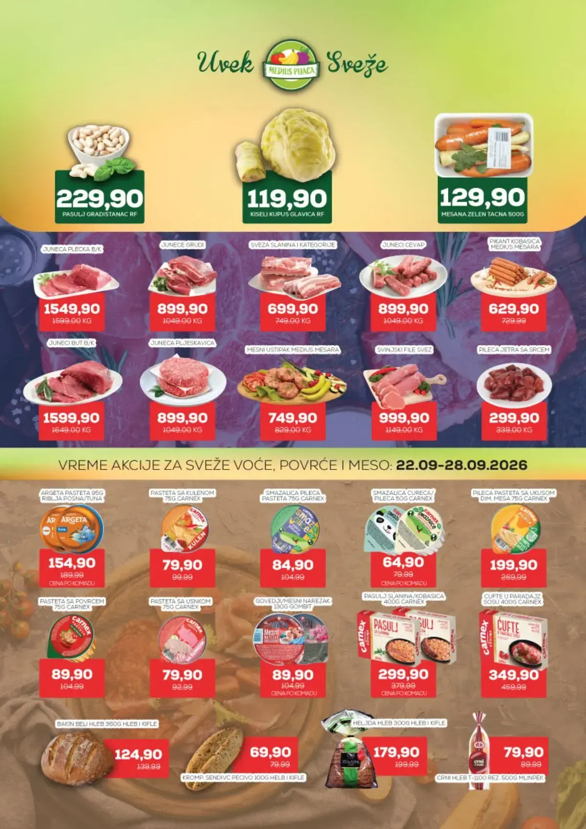 Medius katalog do 04.10.2026. – sveže meso, povrće, voće i pekarski proizvodi