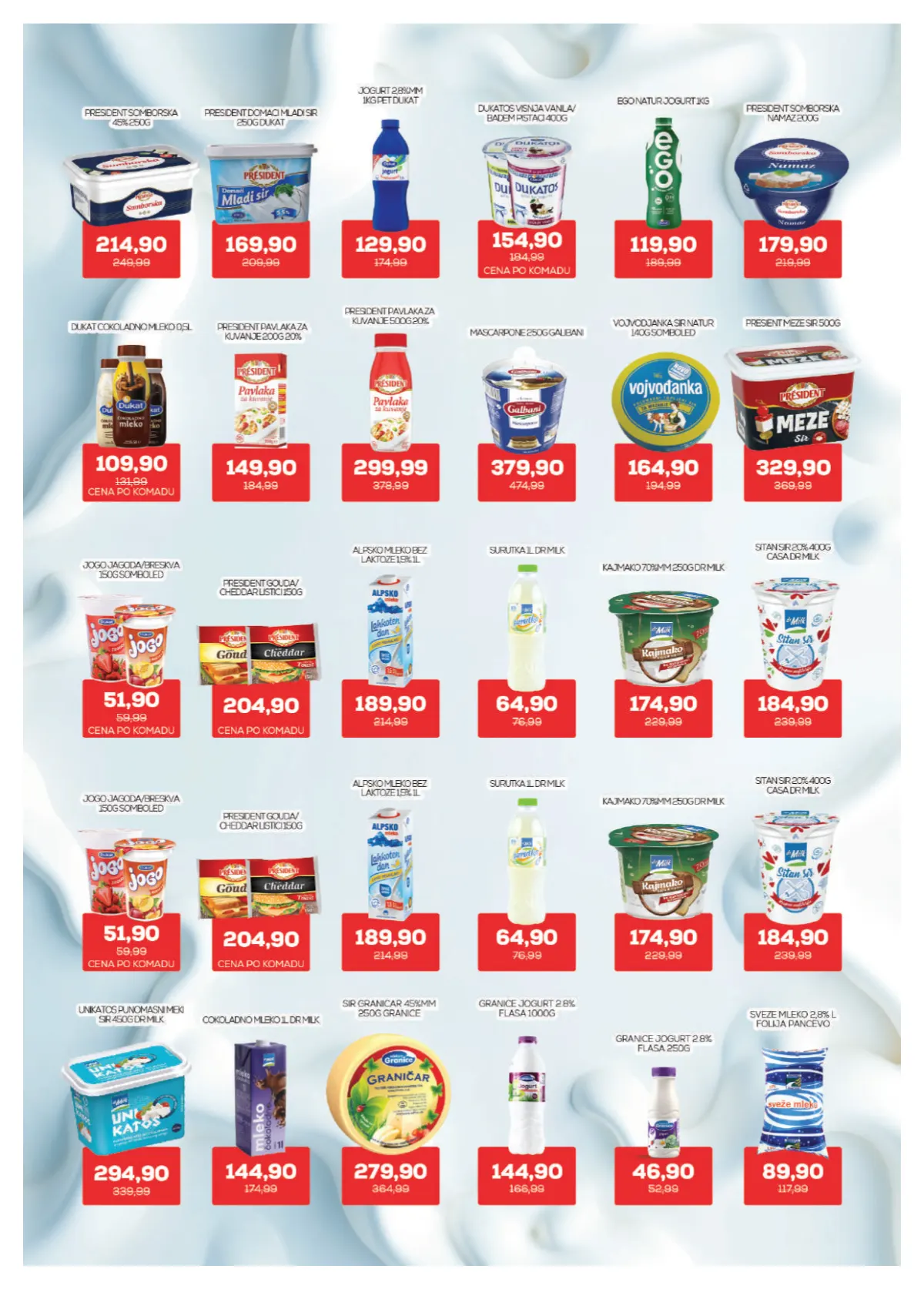 Medius katalog, strana 6 – President sirevi, Dukat jogurt, pavlaka i mlečni napici
