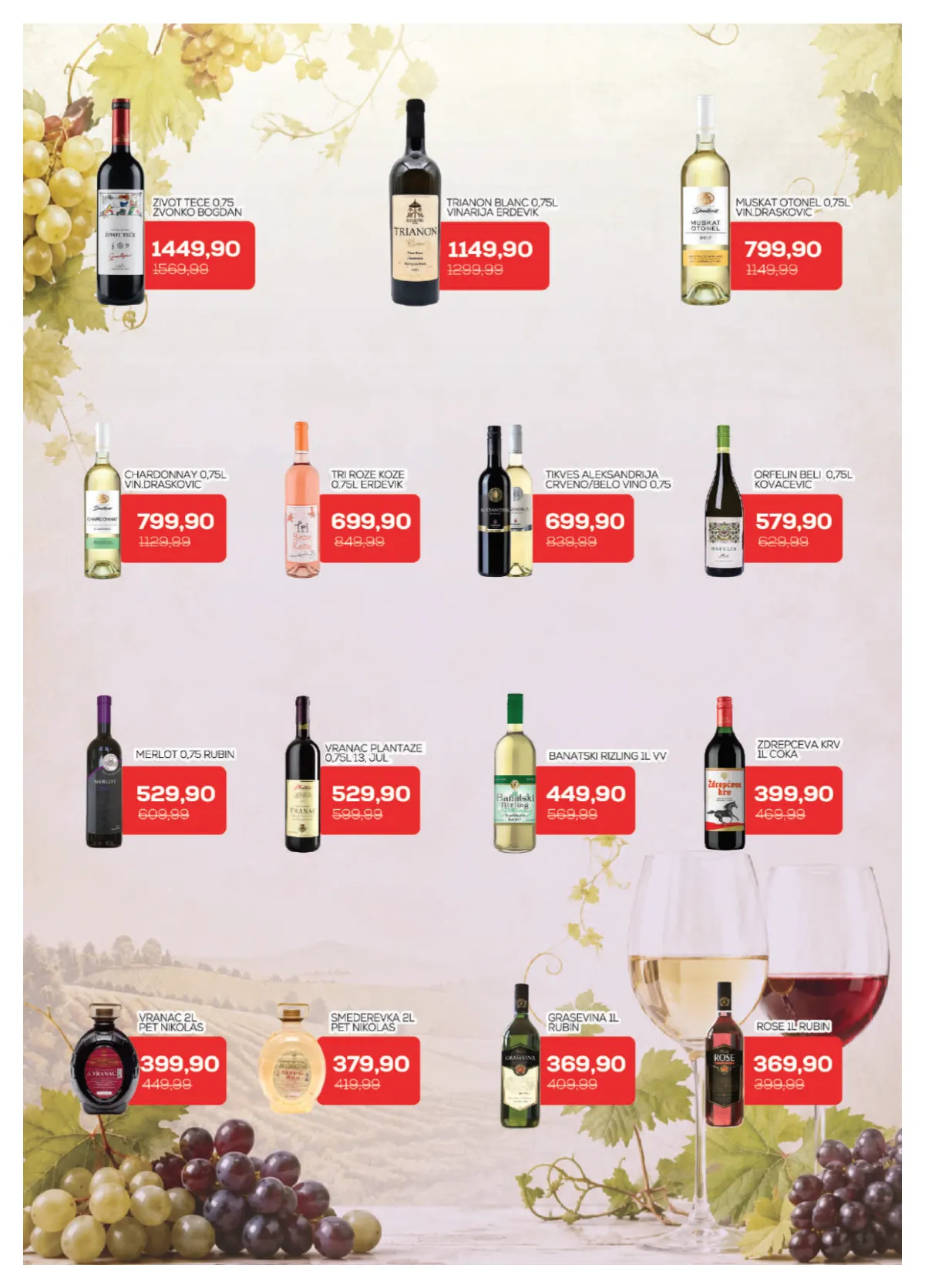 Medius katalog, strana 20 – crvena, bela i roze vina različitih vinarija