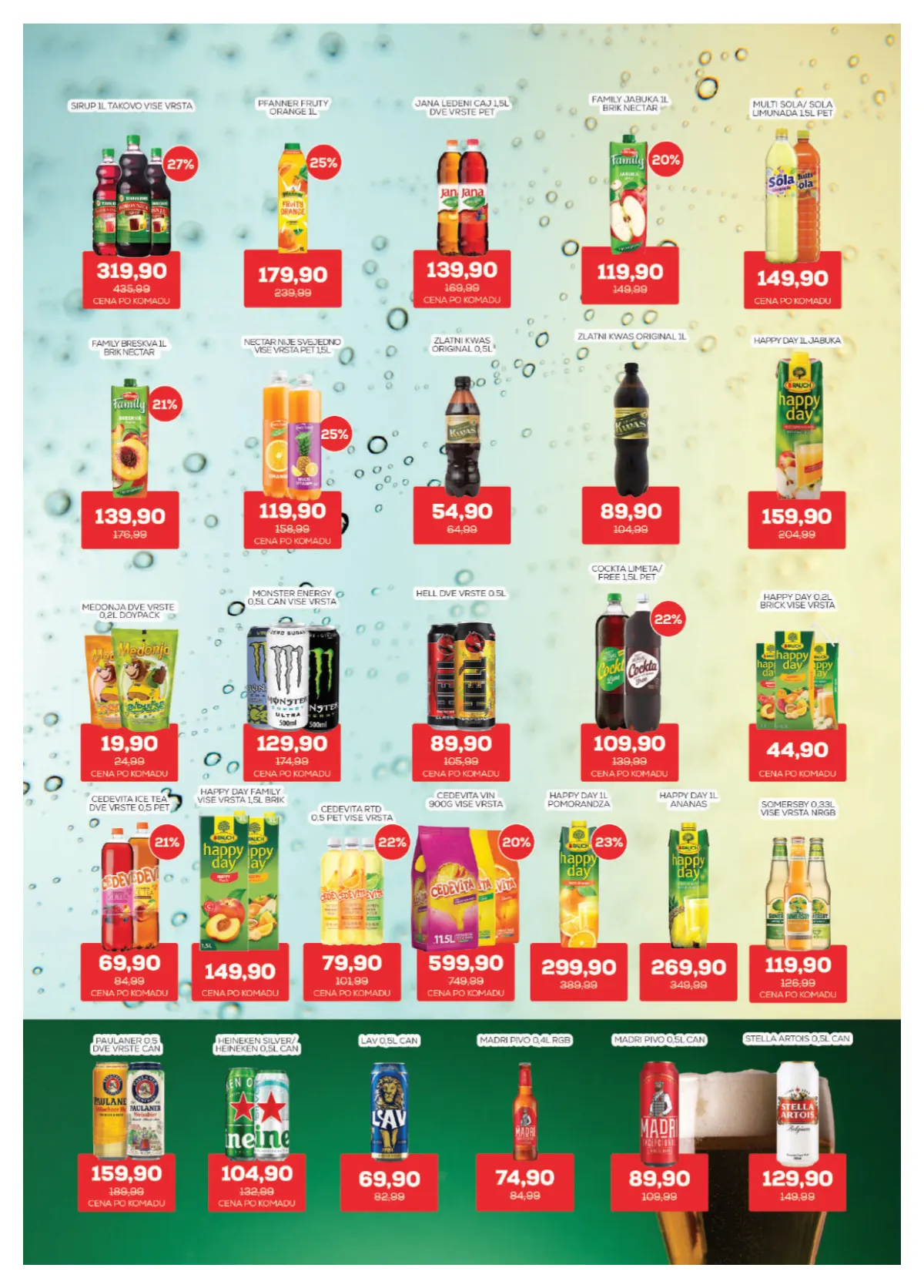 Medius katalog, strana 21 – sokovi, Cedevita, energetska pića i pivo