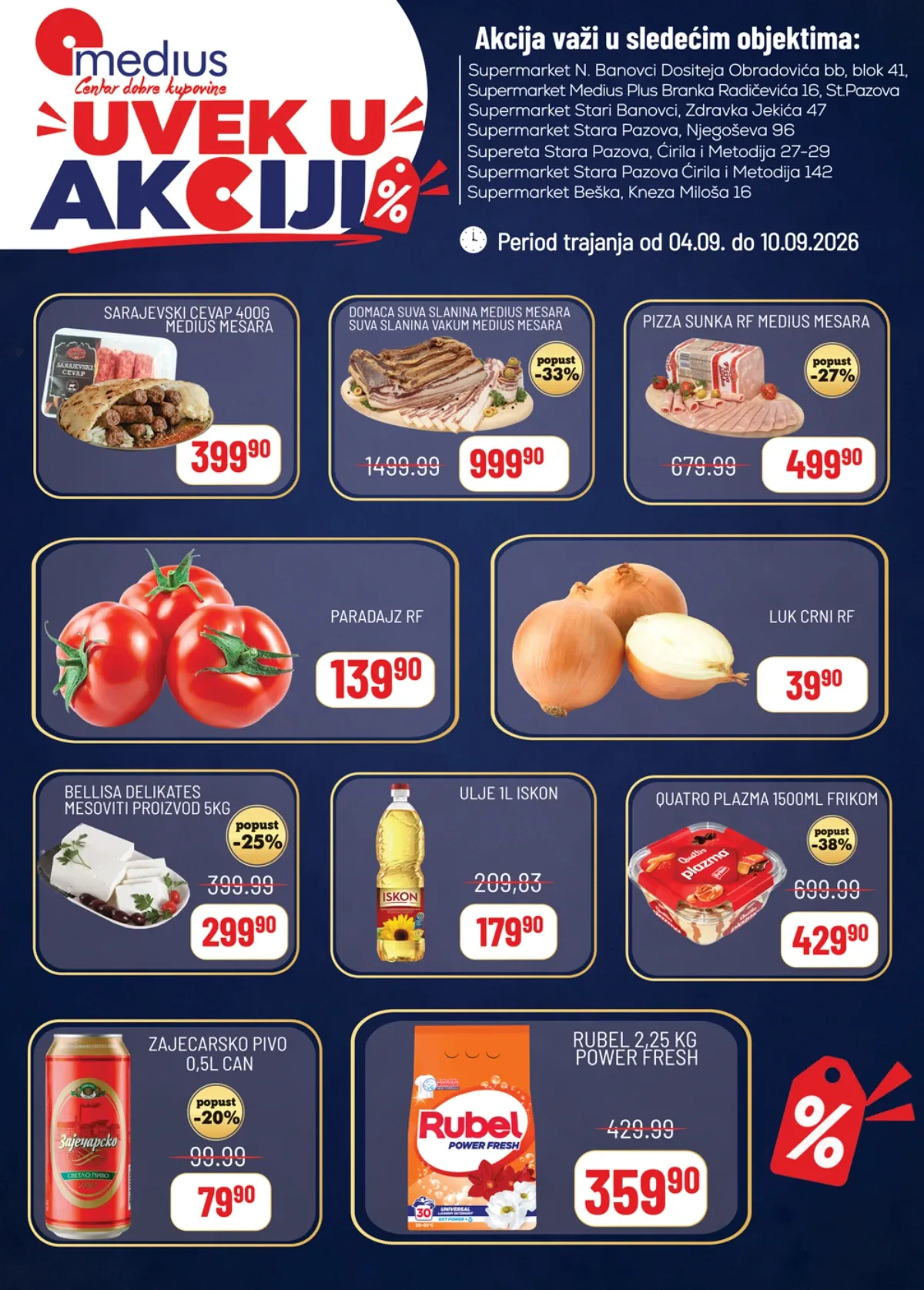 Medius Uvek u akciji od 04.09. do 10.09.2026. – odabrani proizvodi uz popuste do 38%