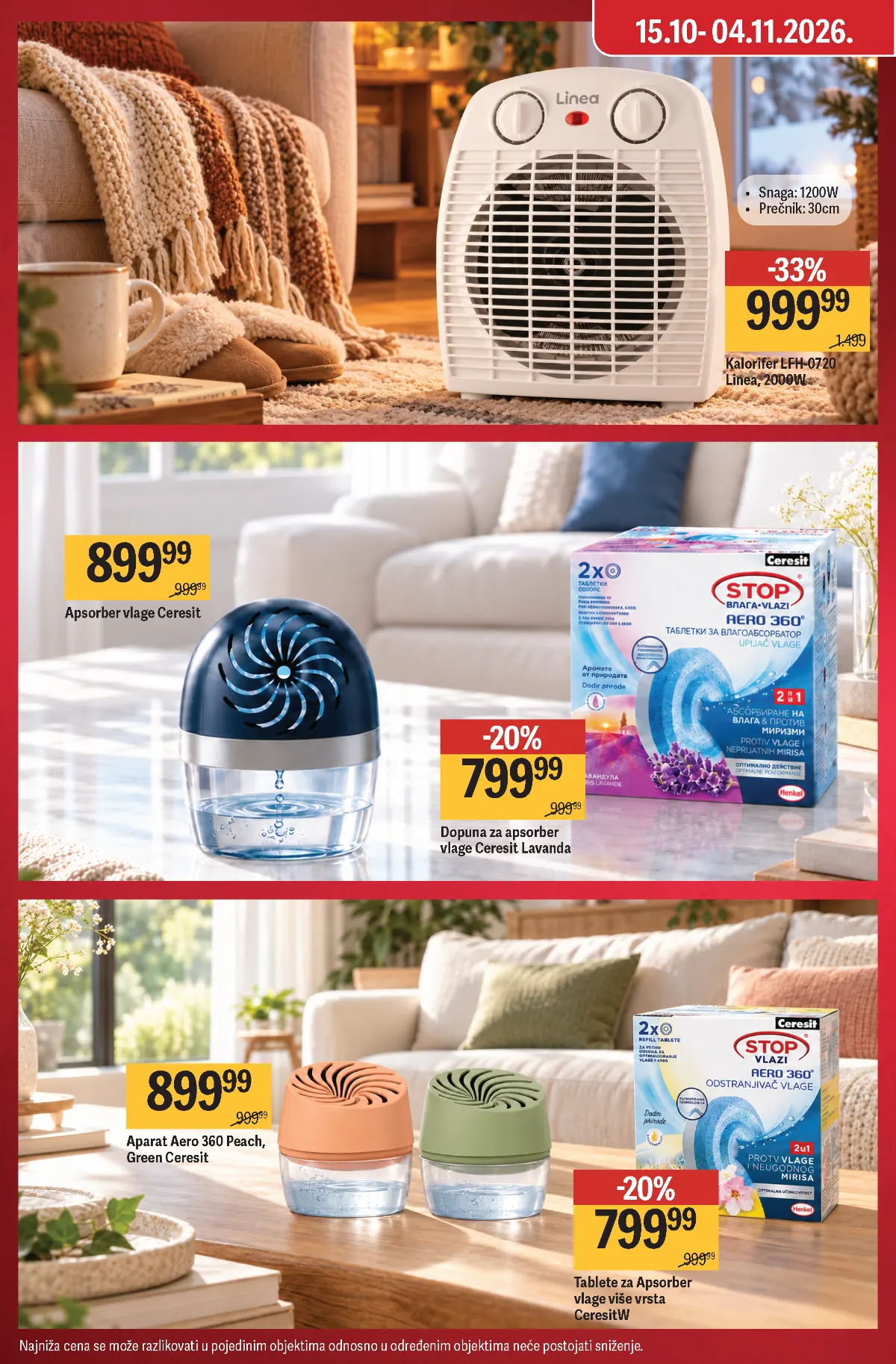 Mega Maxi katalog strana 6 – Linea kalorifer 999,99 dinara i Ceresit apsorberi vlage i dopune