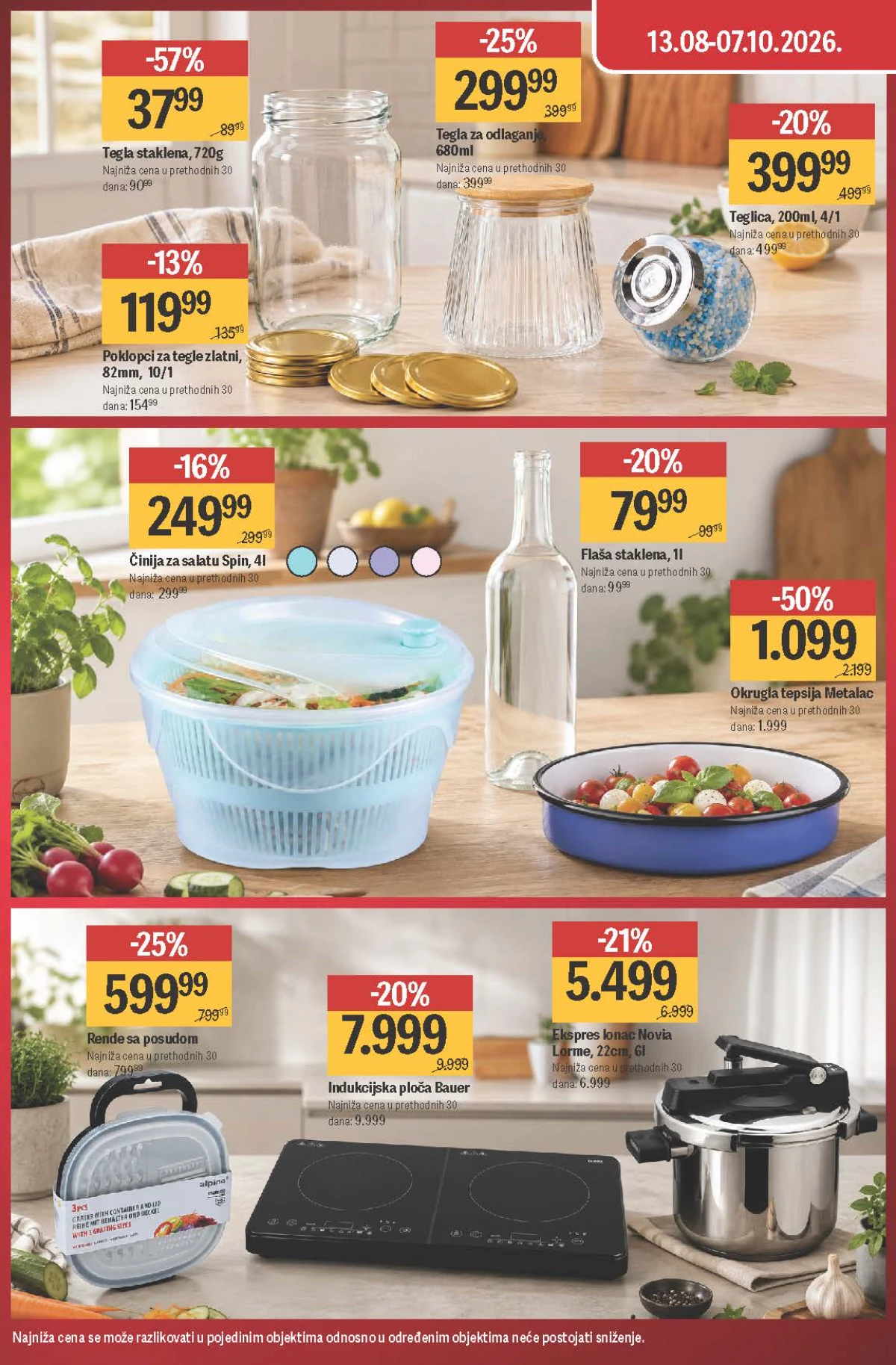 Mega Maxi katalog – staklena tegla 37,99 dinara uz 57% popusta i Metalac tepsija 1.099 dinara uz 50% popusta