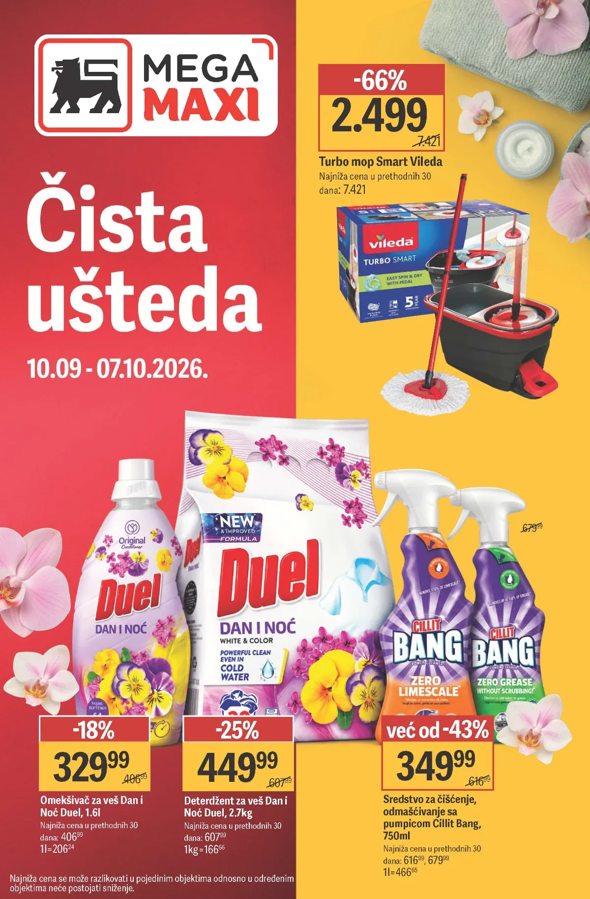 Mega Maxi katalog Čista ušteda od 10.09. do 07.10.2026. – sredstva za pranje i čišćenje snižena do 66%