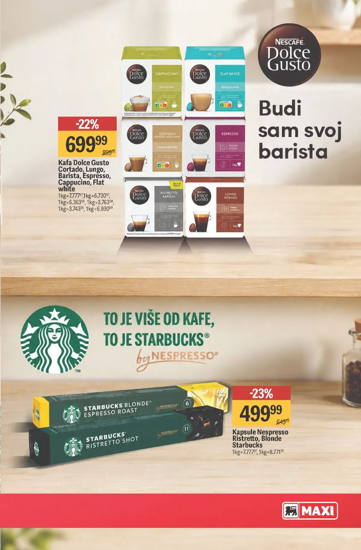 Mega Maxi katalog – strana 9: kapsule za kafu Mega Maxi katalog kafe – strana 9, Dolce Gusto i Starbucks kapsule