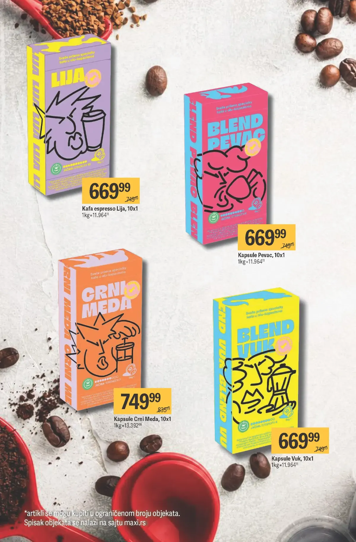 Mega Maxi katalog – strana 16: kapsule za kafu Mega Maxi katalog kafe – strana 16, Lija kafa i Pevac kapsule