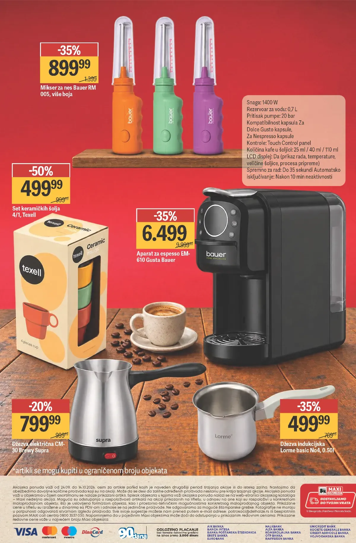Mega Maxi katalog – strana 18: oprema za kafu Mega Maxi katalog kafe – strana 18, Bauer aparat za espresso i Texell šolje