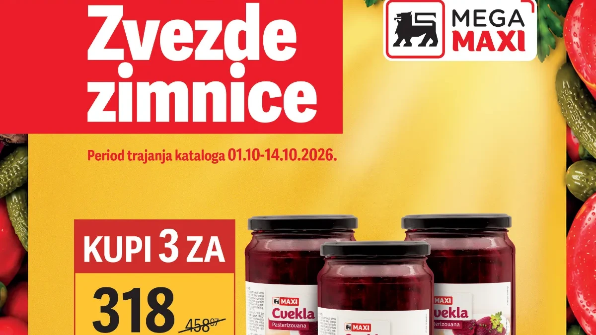Mega Maxi katalog Zvezde zimnice od 01.10. do 14.10.2026. – ajvar i cvekla na akciji