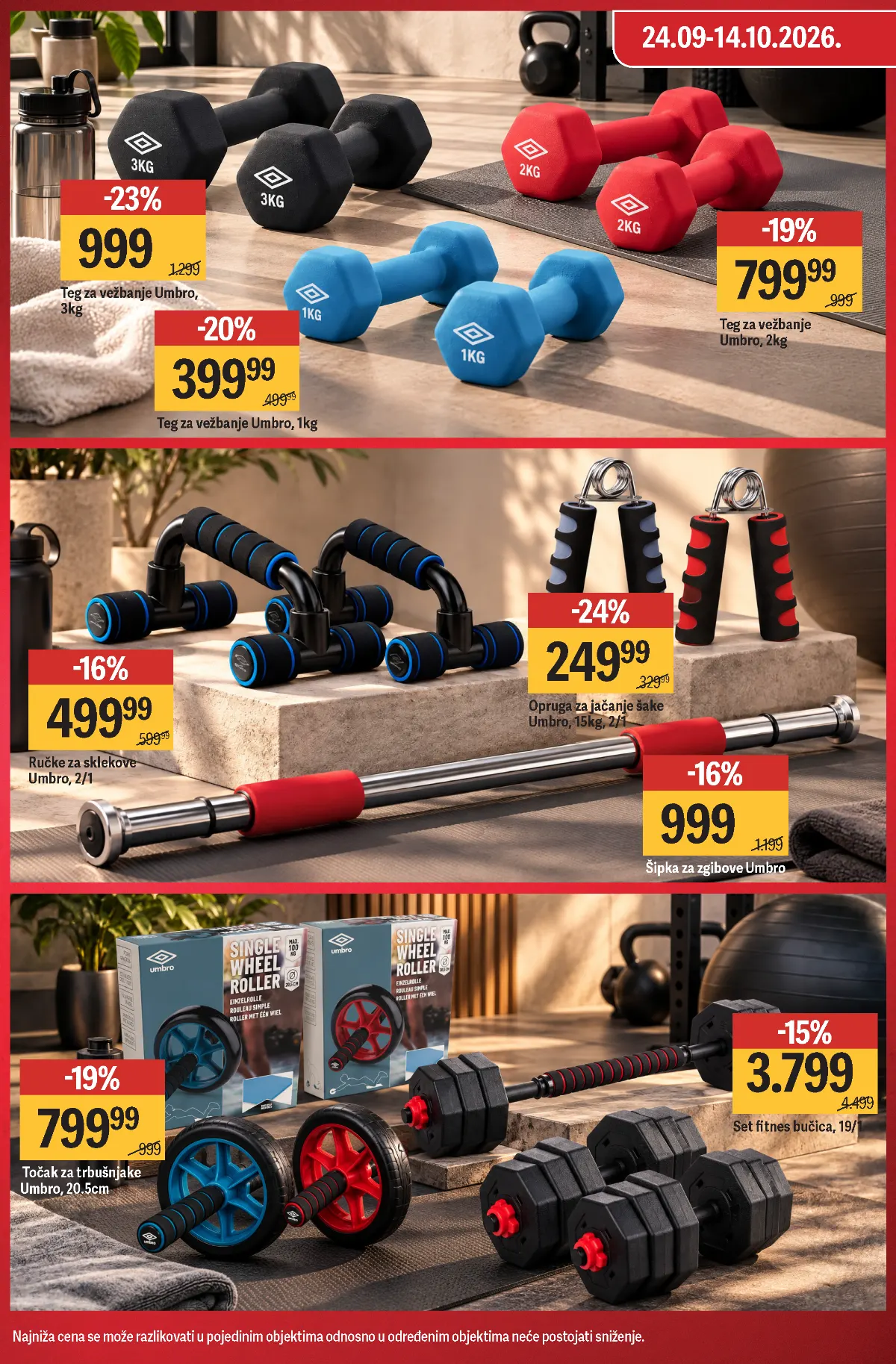 Mega Maxi Umbro fitnes oprema – tegovi, šipke i oprema za vežbanje