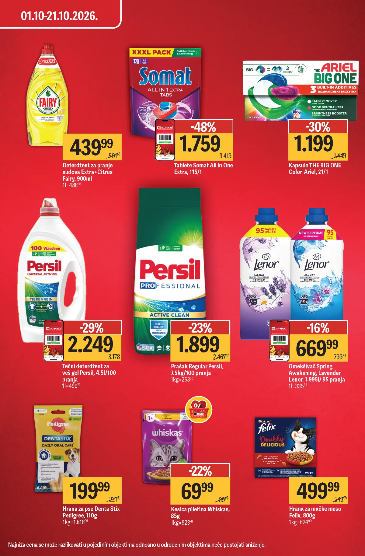 Mega Maxi akcija deterdženata i hrane za kućne ljubimce – Somat, Persil, Ariel i Lenor