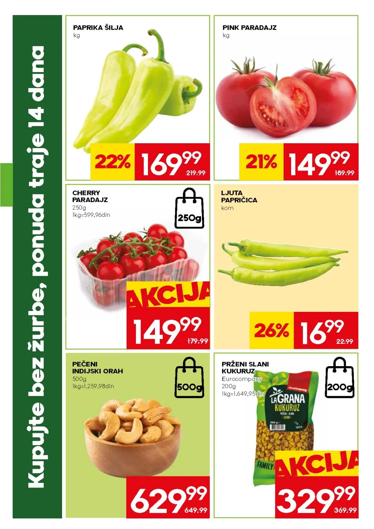 Mercator ponuda paprike, paradajza, tikvica i drugog svežeg povrća