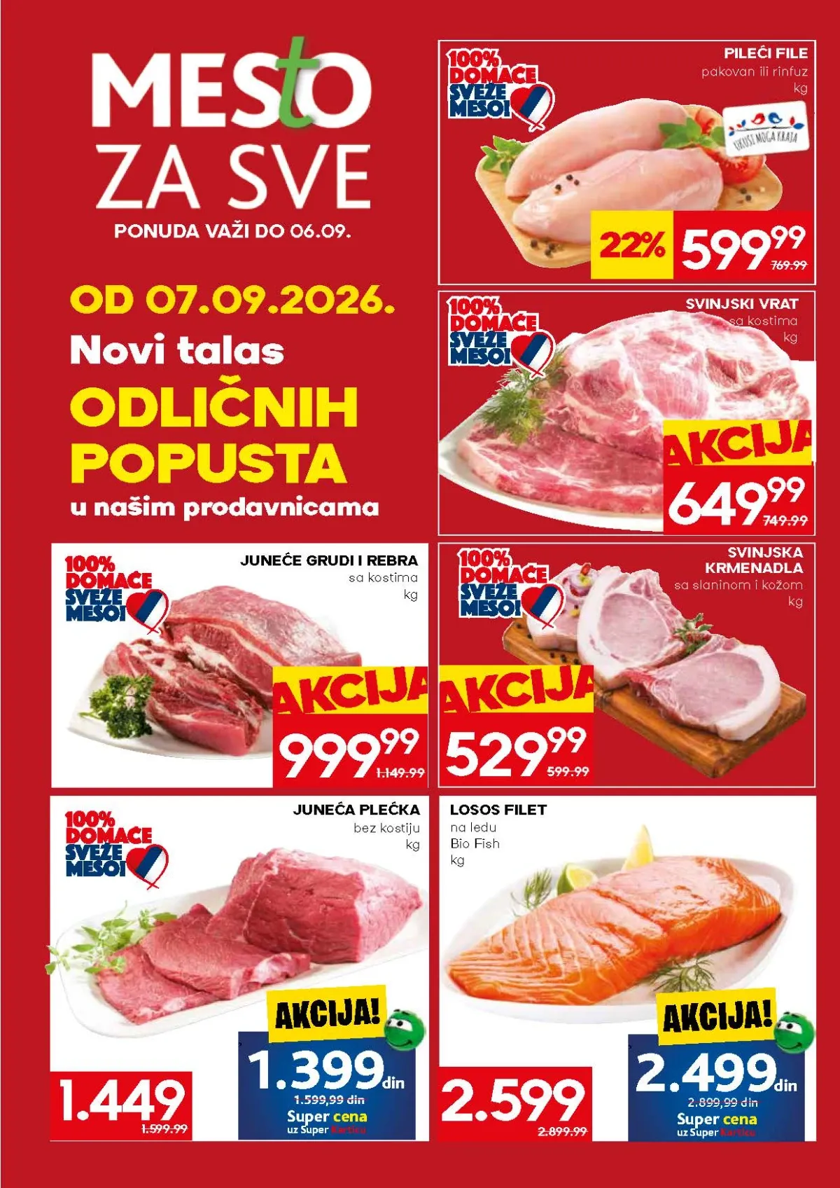 Mercator akcija na pileći file, svinjski vrat i sveže meso