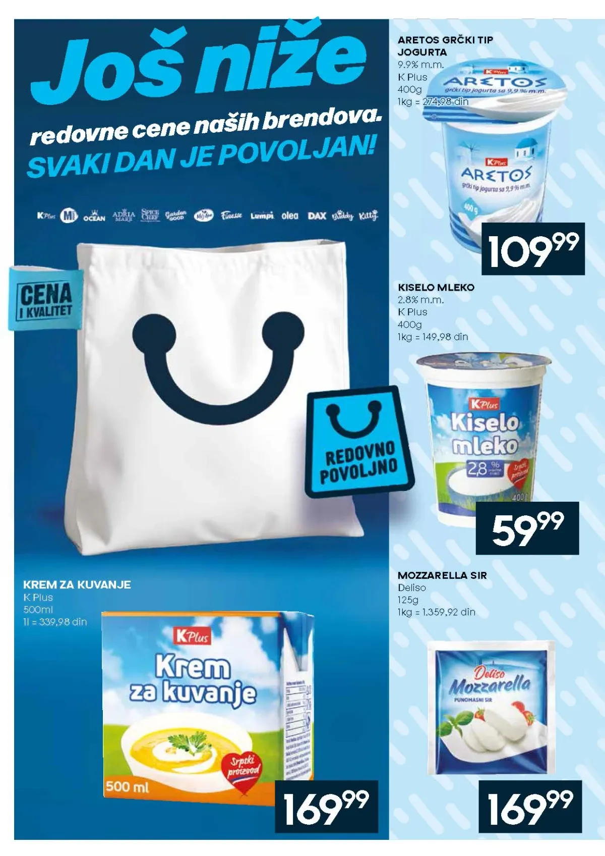 Mercator ponuda K Plus mlečnih proizvoda i proizvoda robne marke