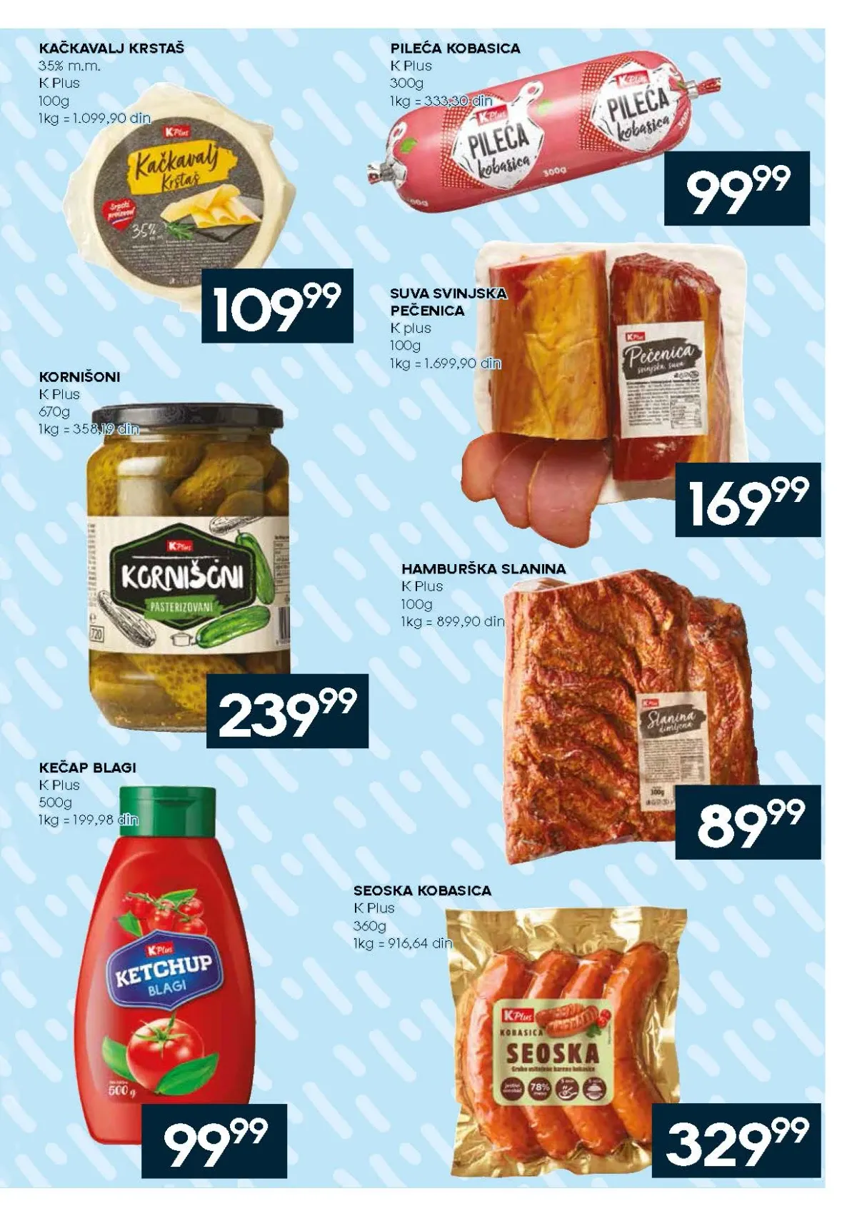 Mercator akcija na kačkavalj, pileću kobasicu, pečenicu i kornišone
