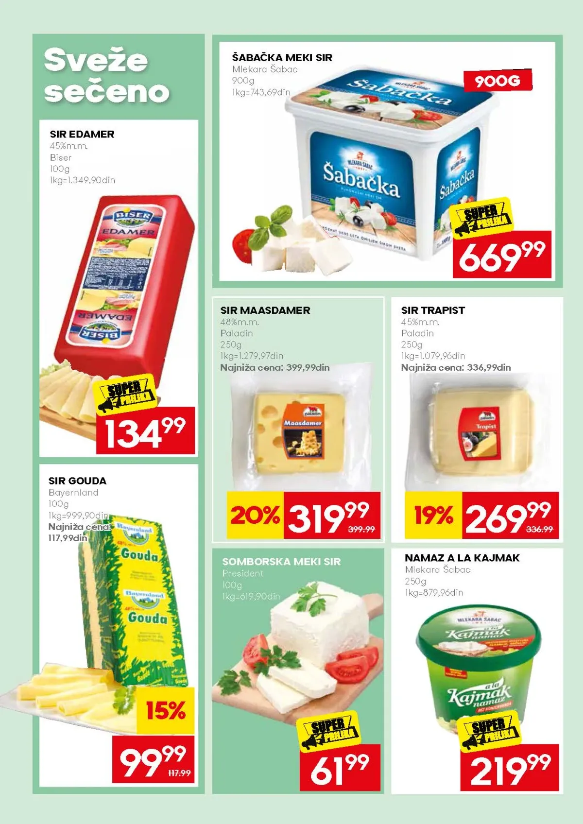 Mercator akcija na meki sir, edamer, maasdamer i trapist