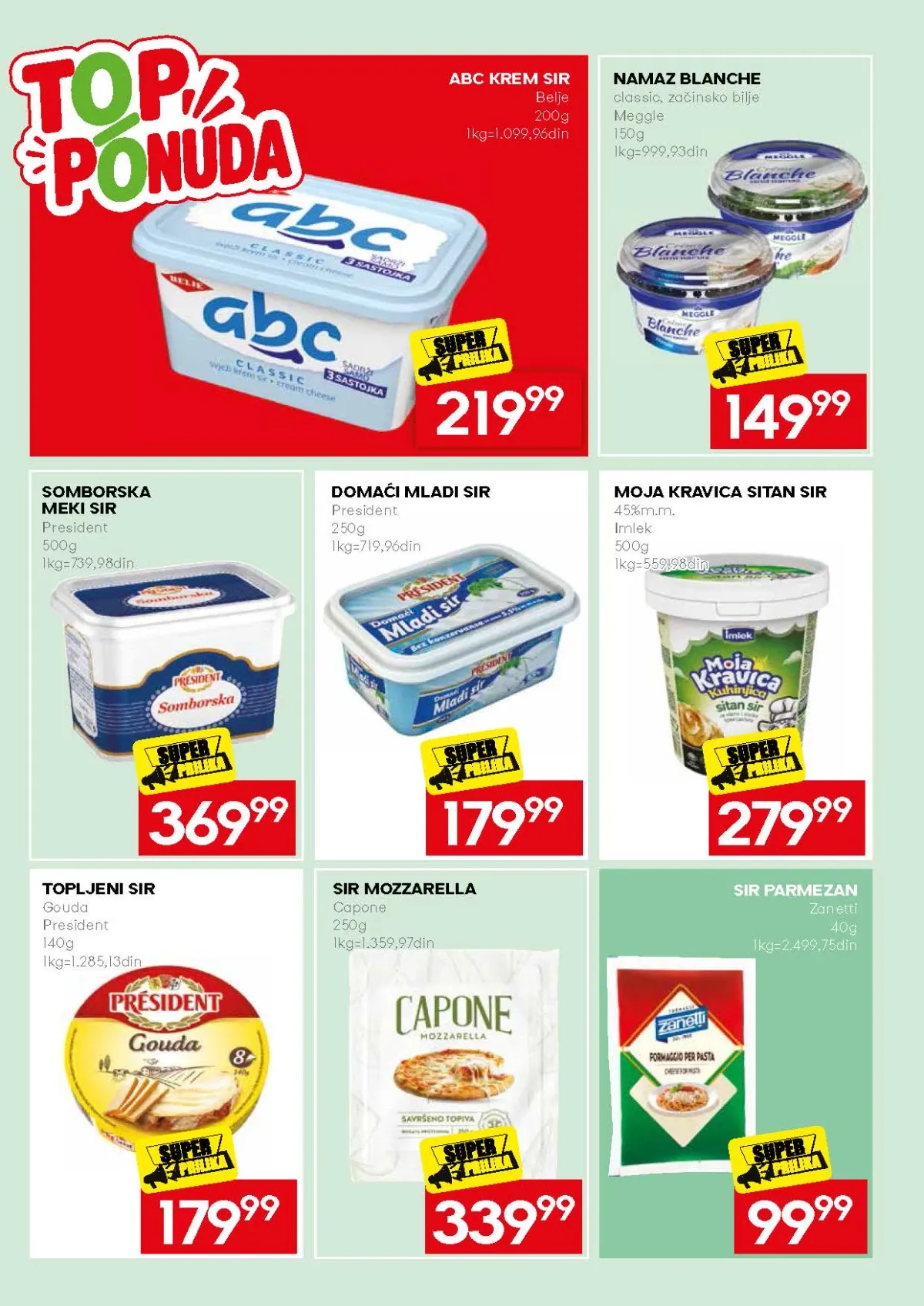 Mercator ponuda krem sira, mladog sira i sitnog sira