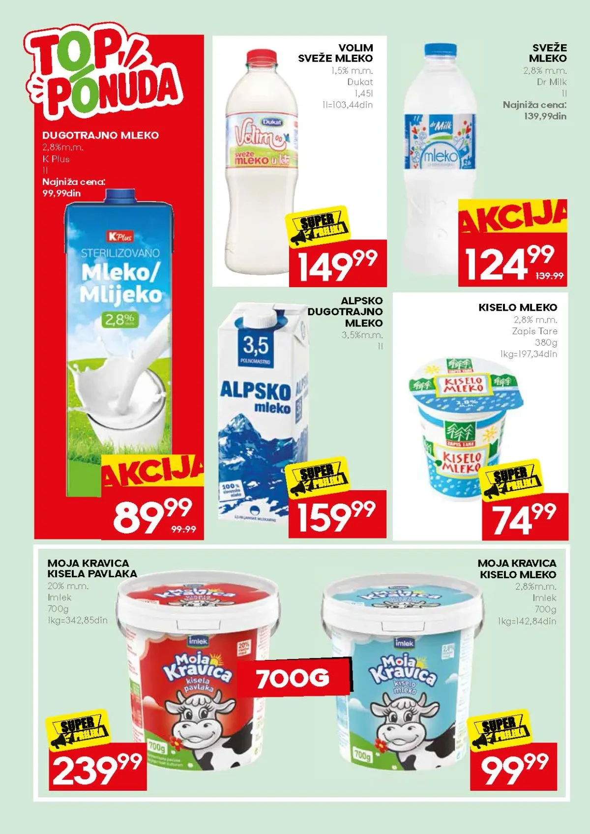 Mercator akcija na sveže i dugotrajno mleko