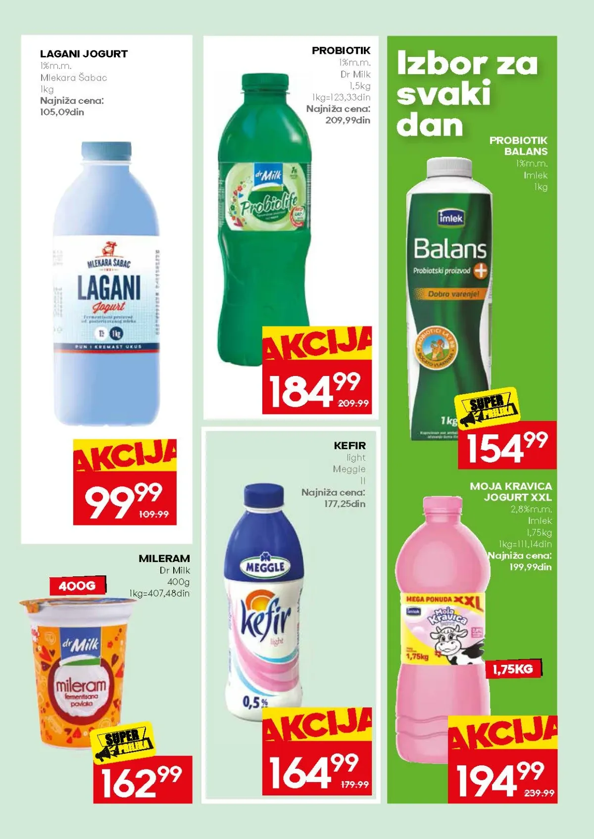 Mercator ponuda laganog jogurta i probiotičkih mlečnih proizvoda