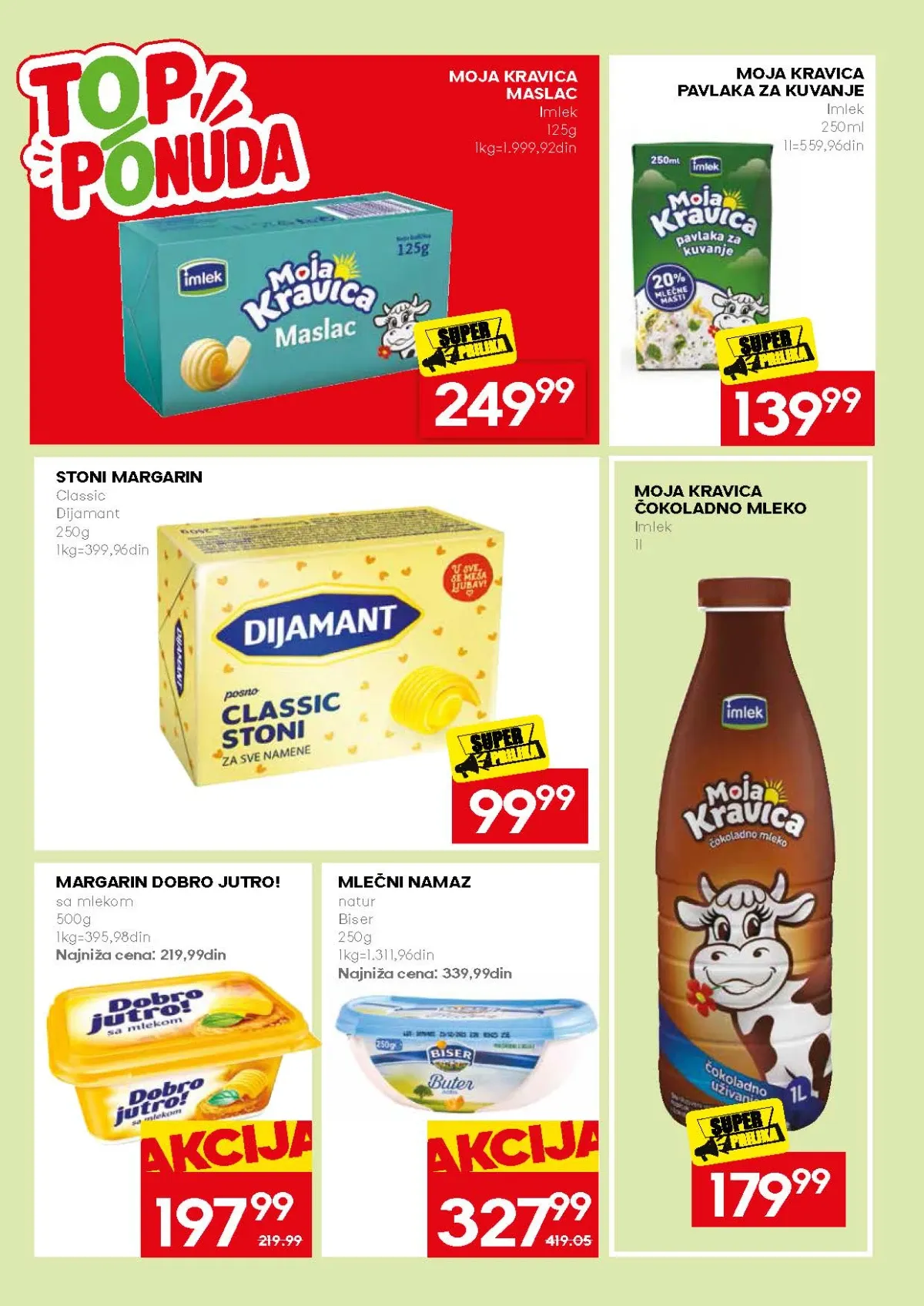 Mercator ponuda maslaca, pavlake za kuvanje, margarina i čokoladnog mleka