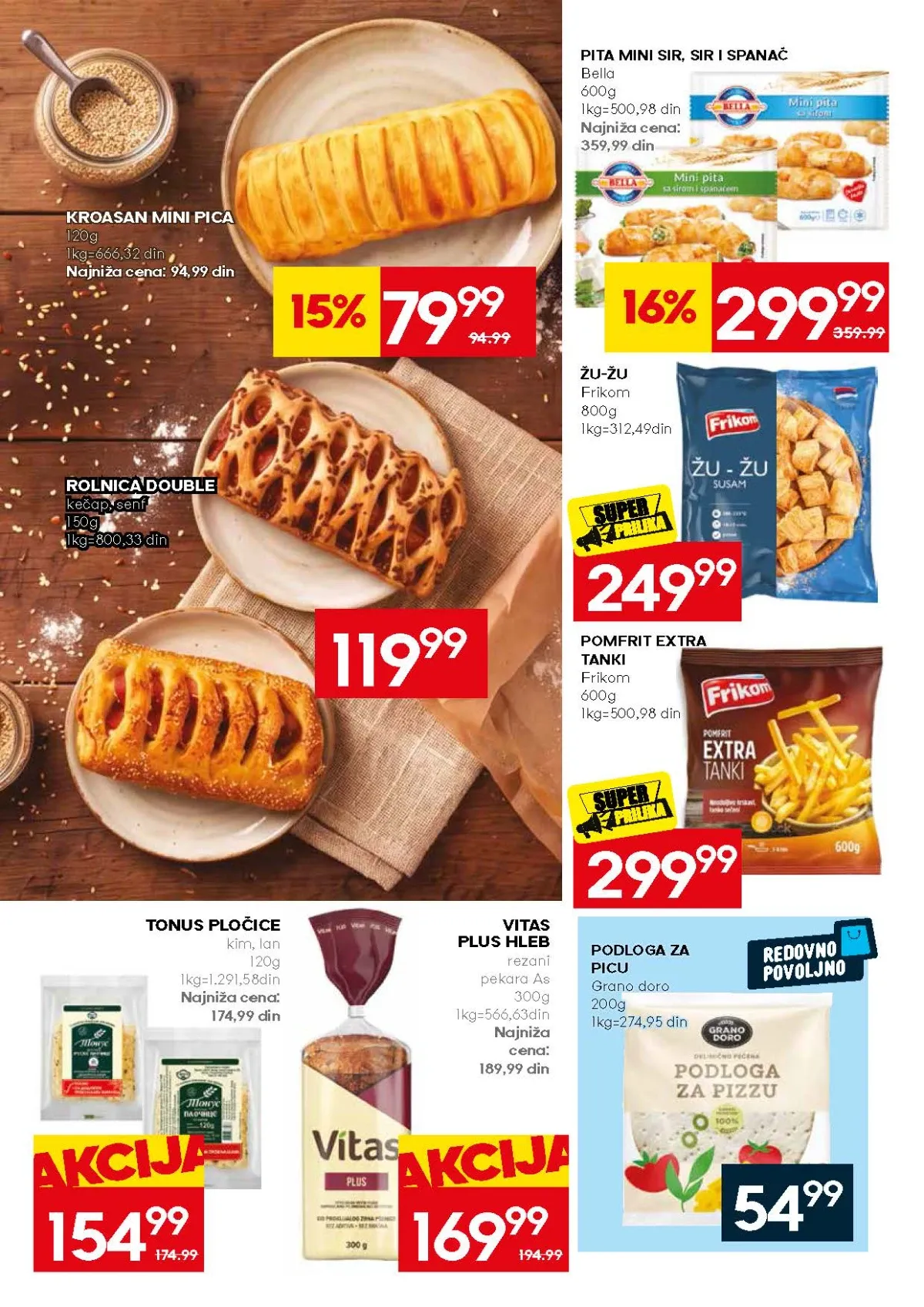 Mercator akcija na mini pite, kroasane i zamrznuta peciva