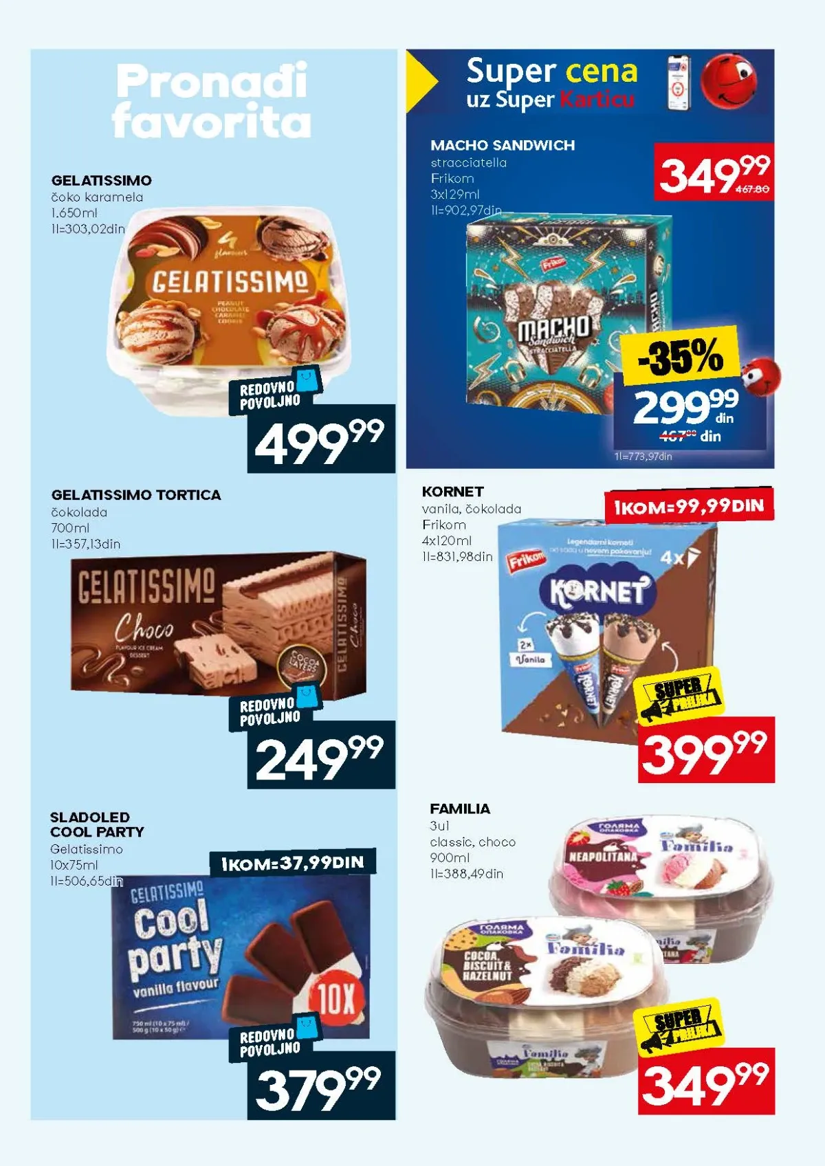 Mercator akcija na sladolede Macho, Gelatissimo i druge Frikom proizvode