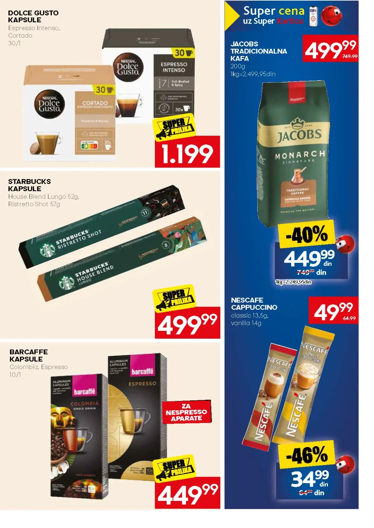 Mercator akcija na Dolce Gusto, Jacobs i Starbucks kapsule za kafu