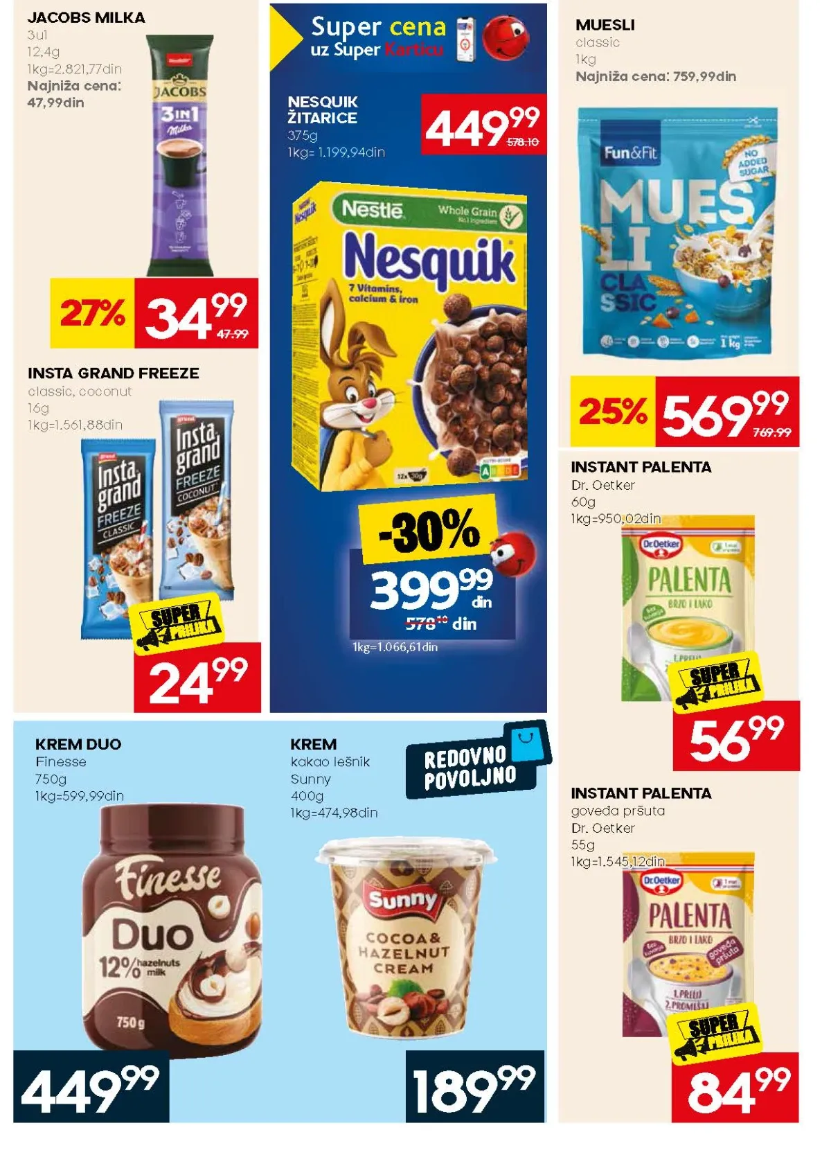 Mercator ponuda instant napitaka, muslija i žitarica