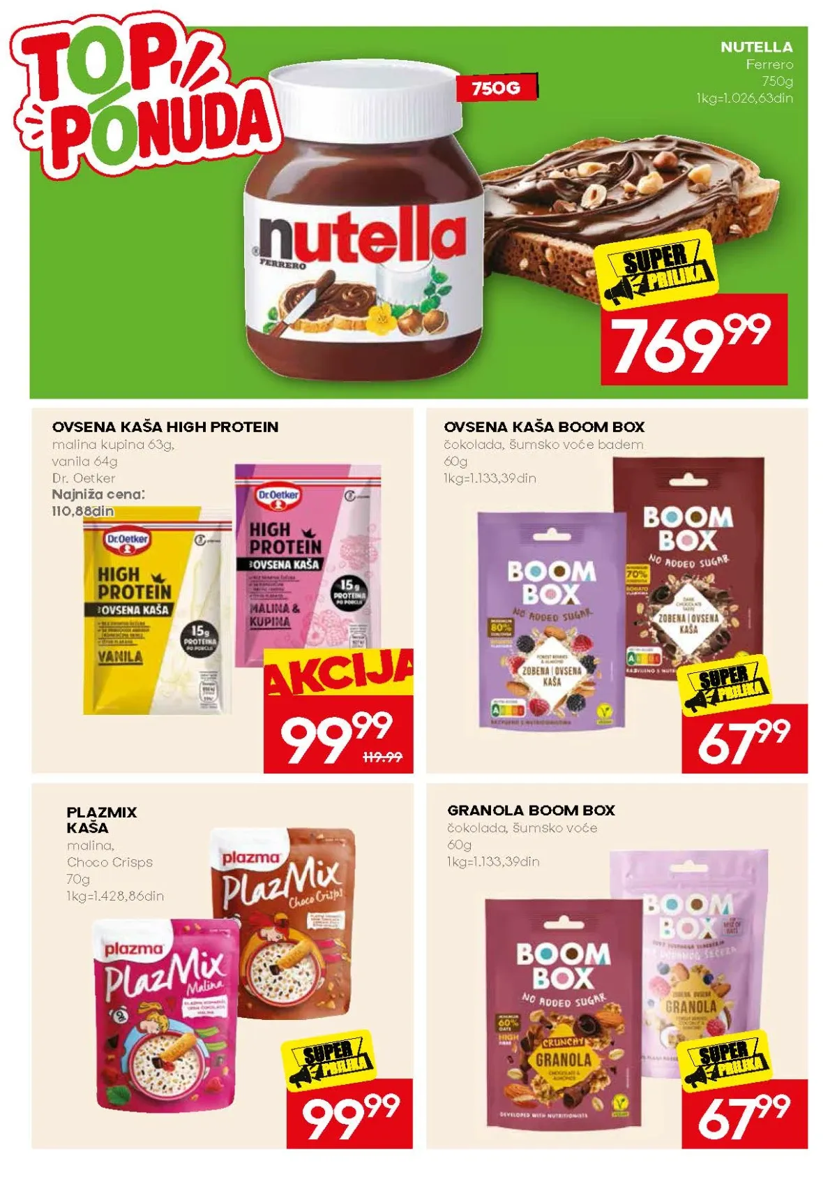Mercator akcija na Nutellu, ovsene kaše i proizvode za doručak