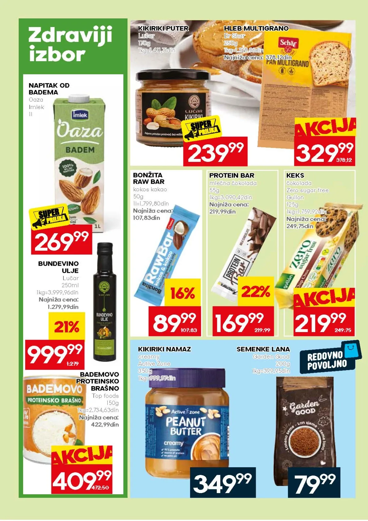 Mercator ponuda kikiriki putera, bezglutenskog hleba i napitka od badema