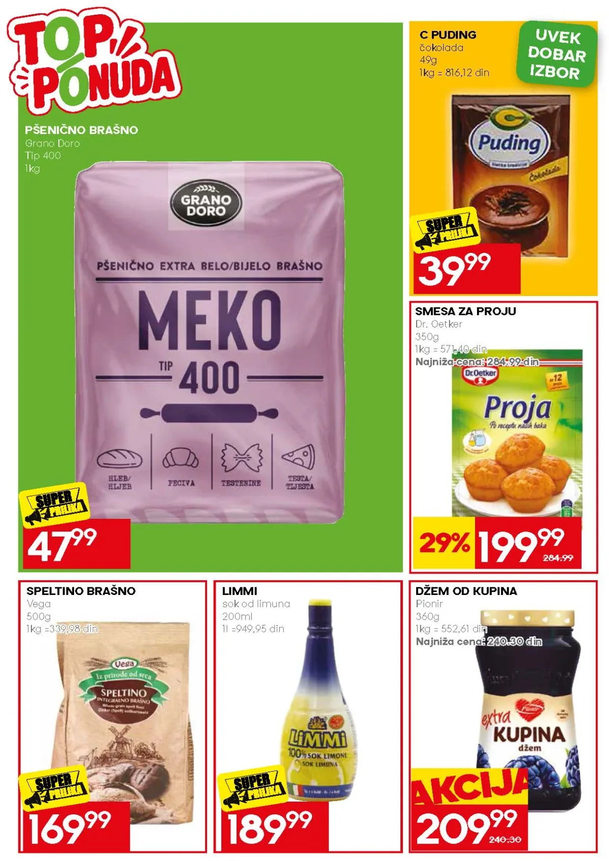 Mercator ponuda brašna, pudinga i smese za proju