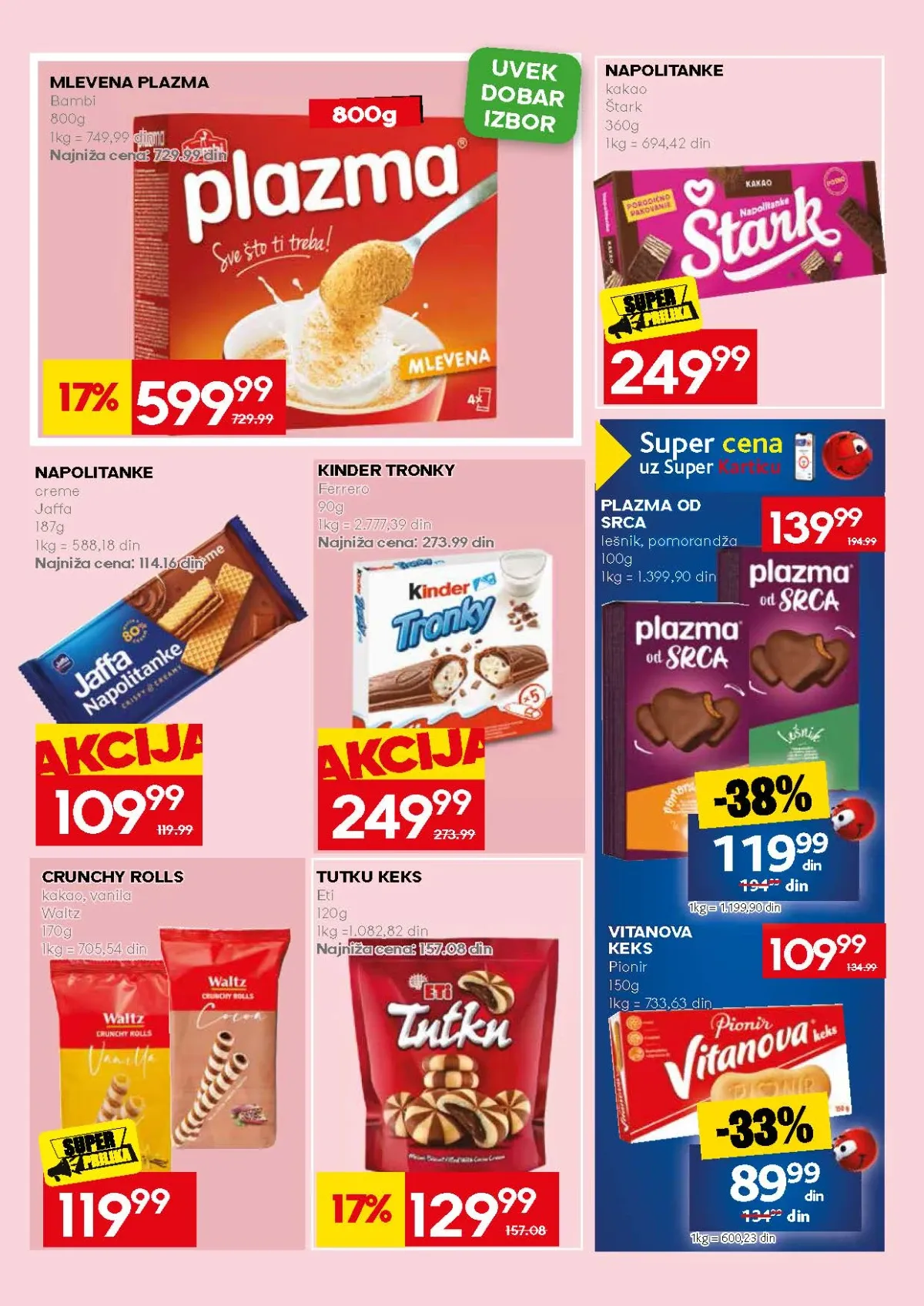 Mercator akcija na mlevenu Plazmu, napolitanke i druge slatkiše