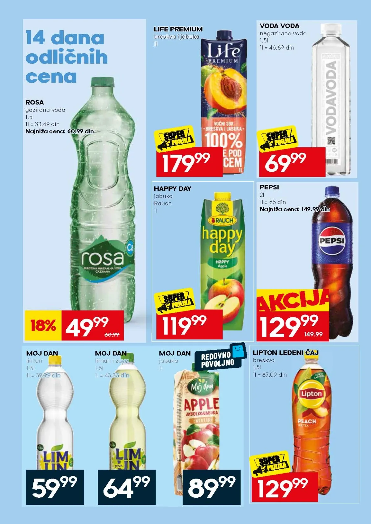 Mercator ponuda vode, gaziranih i negaziranih napitaka