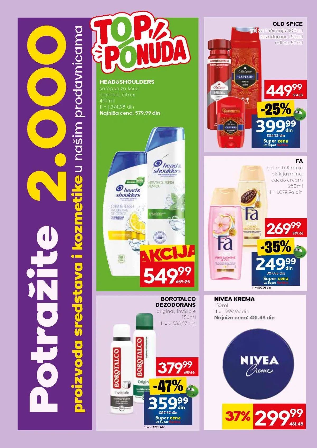 Mercator ponuda gelova za tuširanje, dezodoransa i šampona za kosu