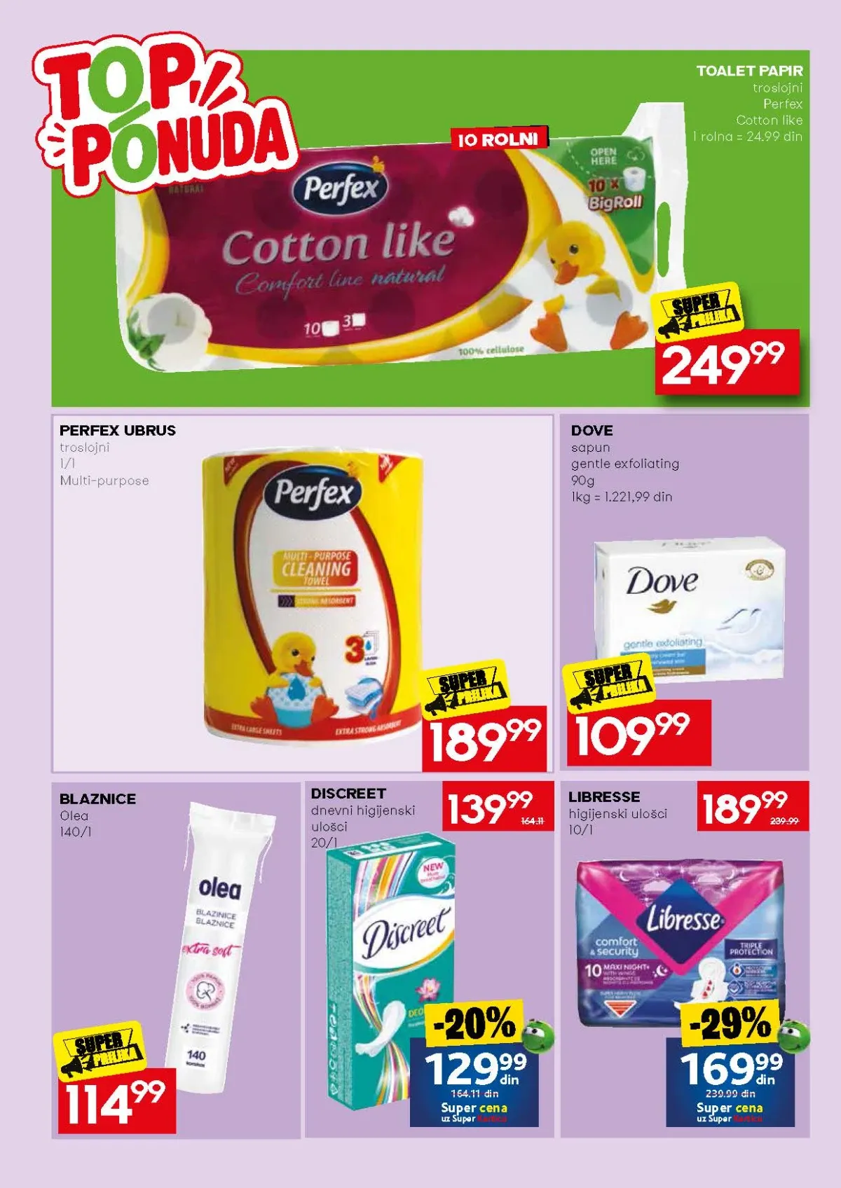 Mercator ponuda toalet papira, ubrusa, sapuna i proizvoda za domaćinstvo